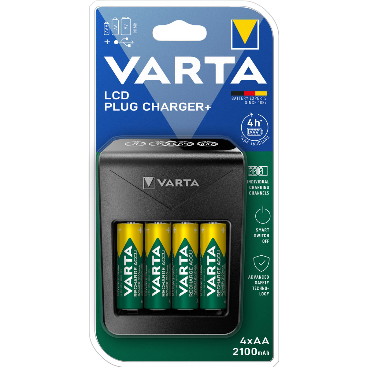 Varta Ladegerät LCD Plug Charger+ inkl 4xAA Akkus Bild 4