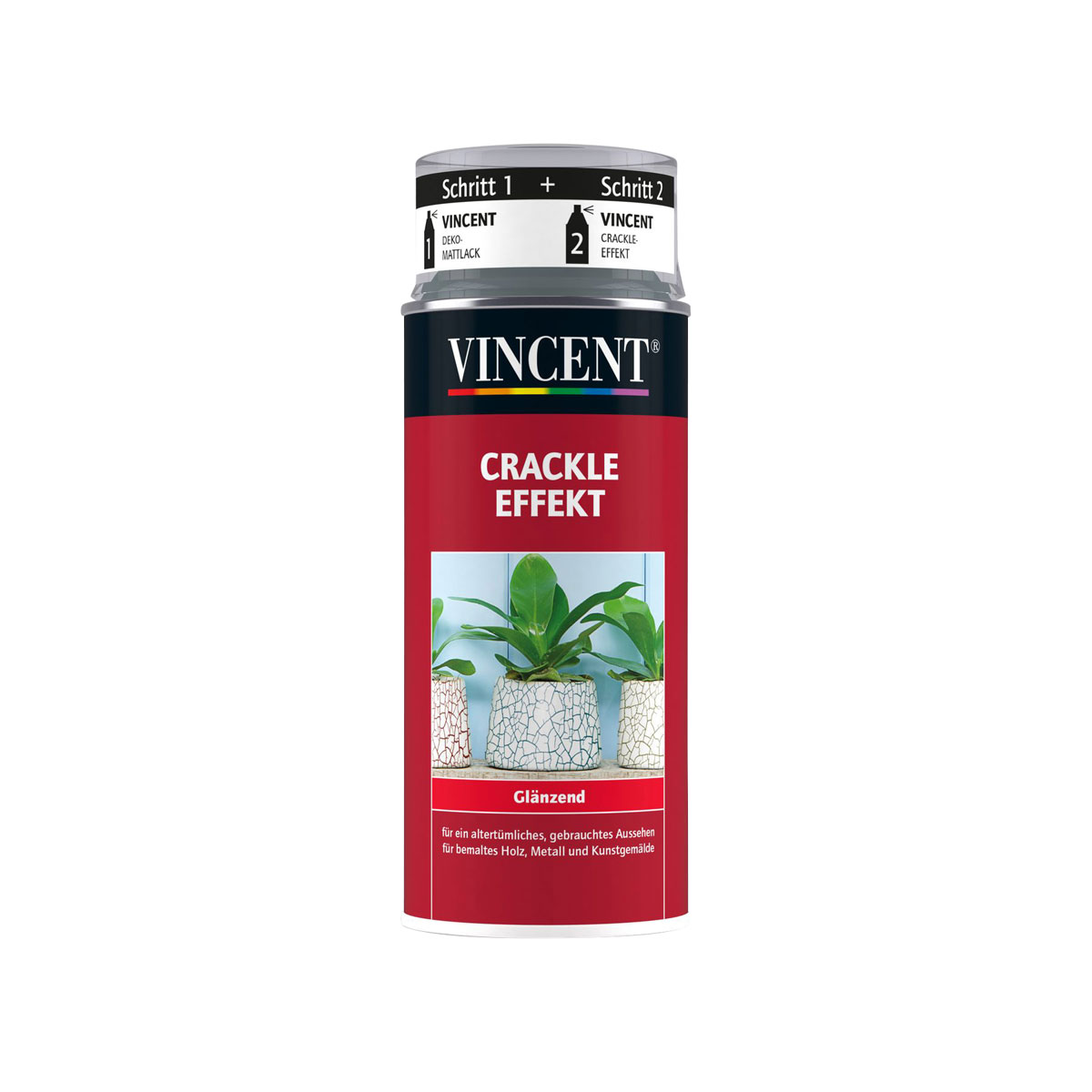 Vincent Crackle Effekt Sprühlack grau glänzend 0,4 L