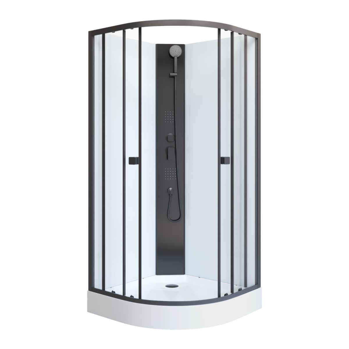 Aurlane Komplettdusche White Circle, rund, Farbe: Schwarz/weiss, 85x85x197,5cm