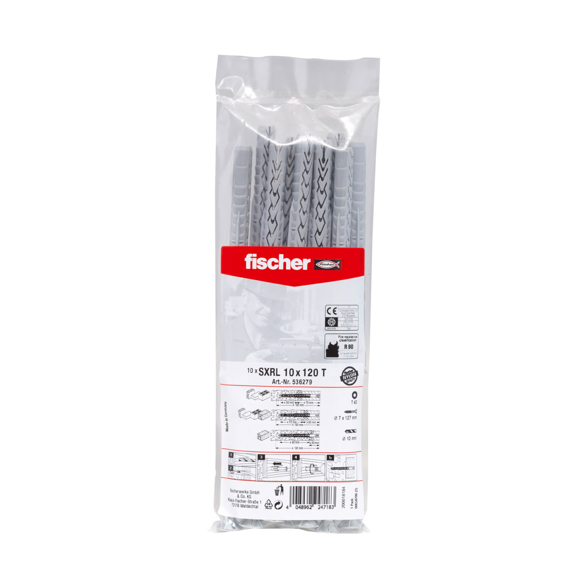 Fischer Langschaftdübel SX RL 10 x 120 mm T-Senkkopfschraube 10 Stück