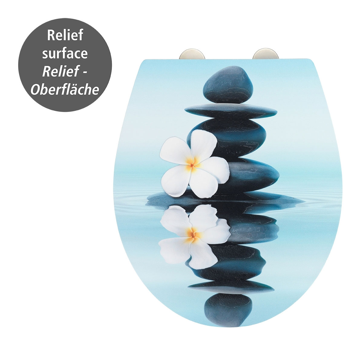 Wenko  WC-Sitz Saguna mit Relief-Oberfläche Toilettensitz mit Absenkautomatik Schnellbefestigung aus bruchstabilem Thermoplast Bild 2