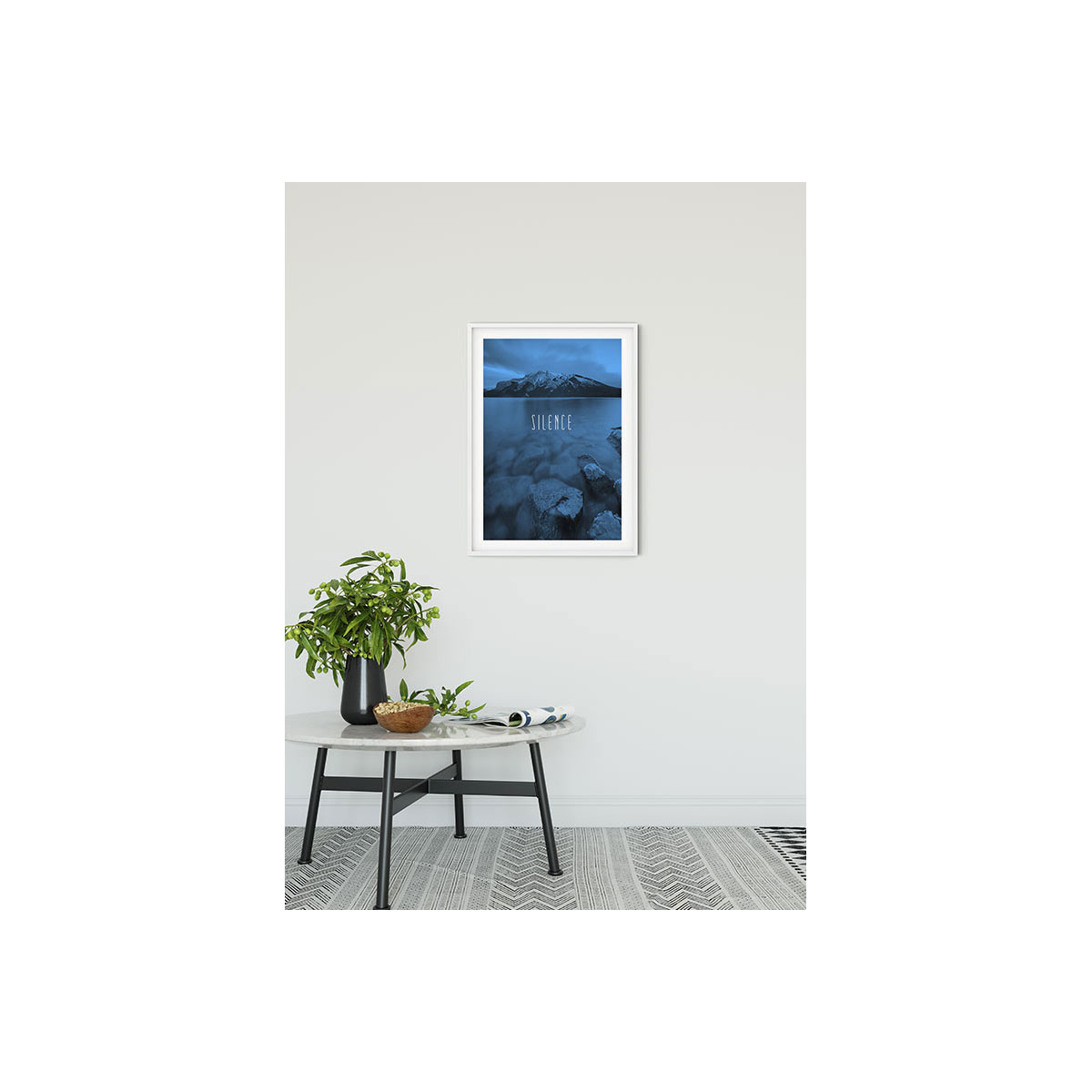 Komar  Wandbild Word Lake Silence Blue 50x70 cm