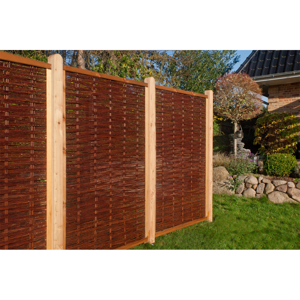Sichtschutzzaun Weide mit umlaufenden Rahmen 120x180 cm