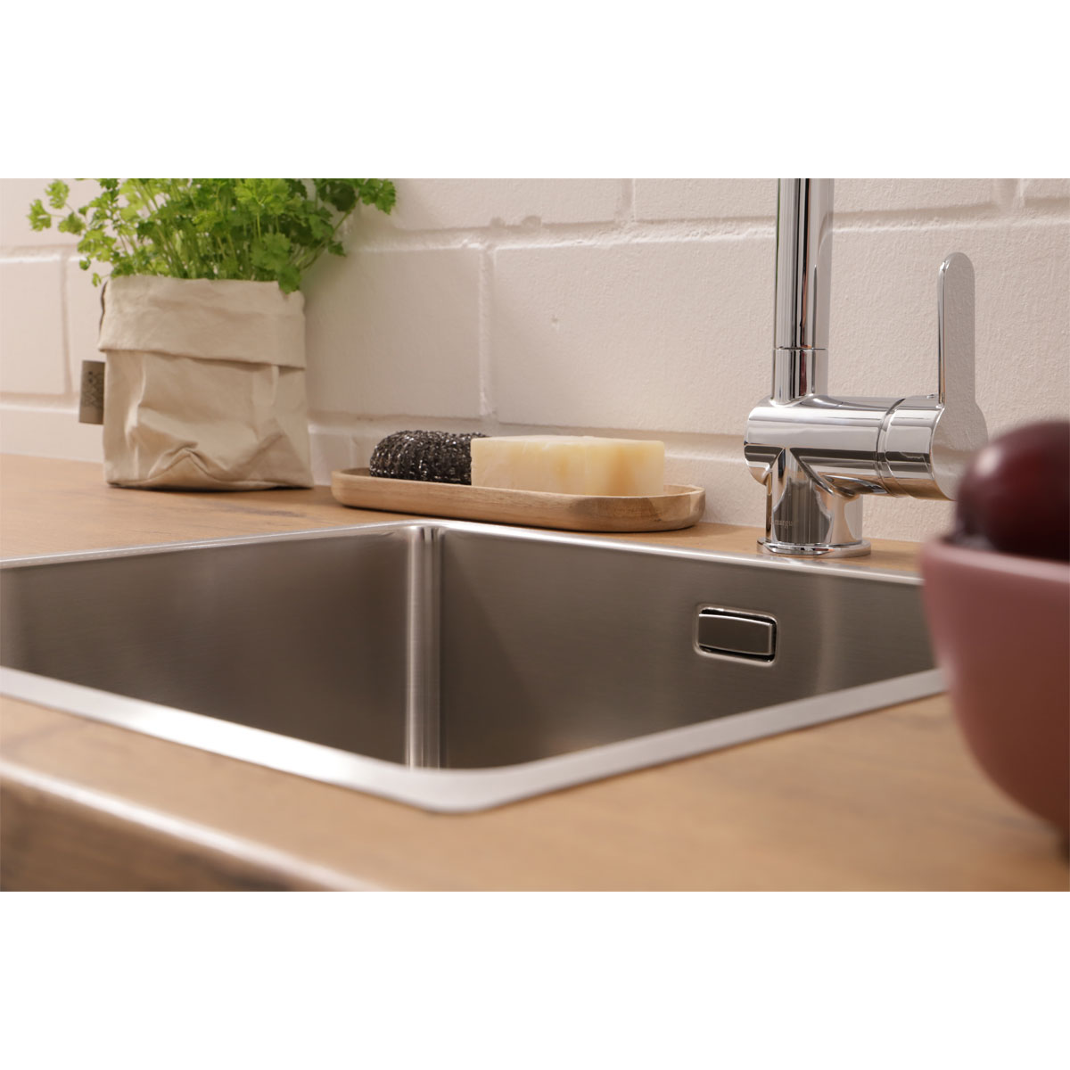 Respekta Spuele Edelstahl 49 cm inkl. Ab- und Ueberlaufgarnitur          Bild 4