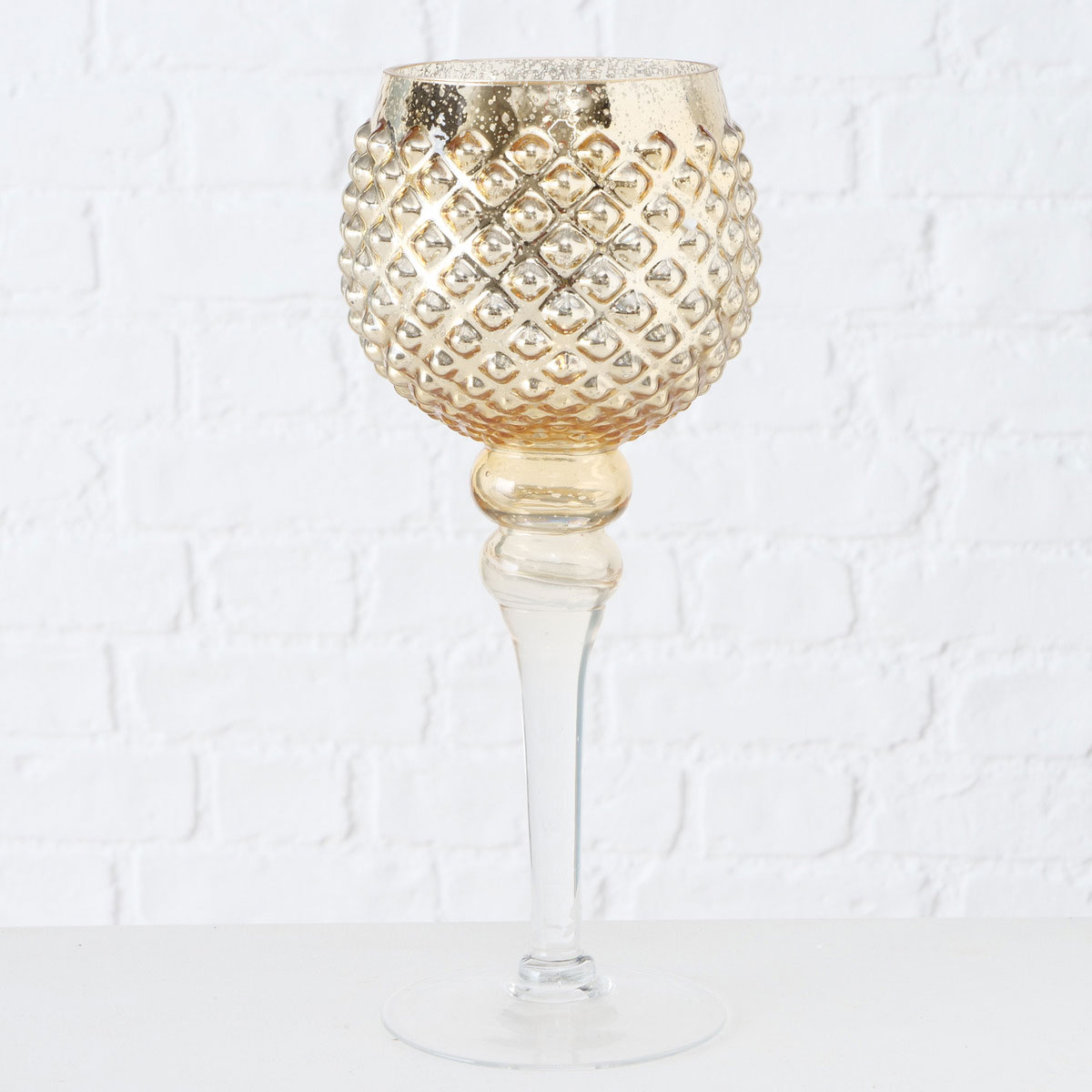 Windlicht Manou Rund 30 x 12 x 30 cm gold Glas Kelch Bild 2