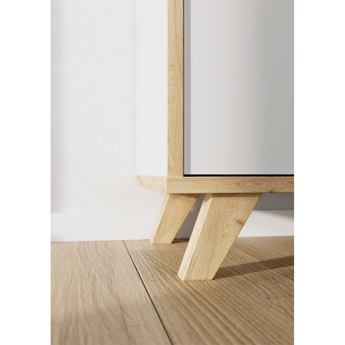 Schiebetürregal 120 x 92 x 40 cm weiß/Navarra Eiche Bild 3