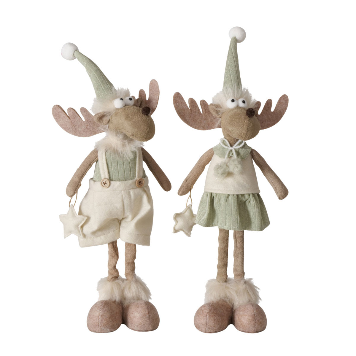 Figur Bruny sortiert Elch 17 x 12 x 45 cm cremeweiß braun hellgrün Textil Bild 1