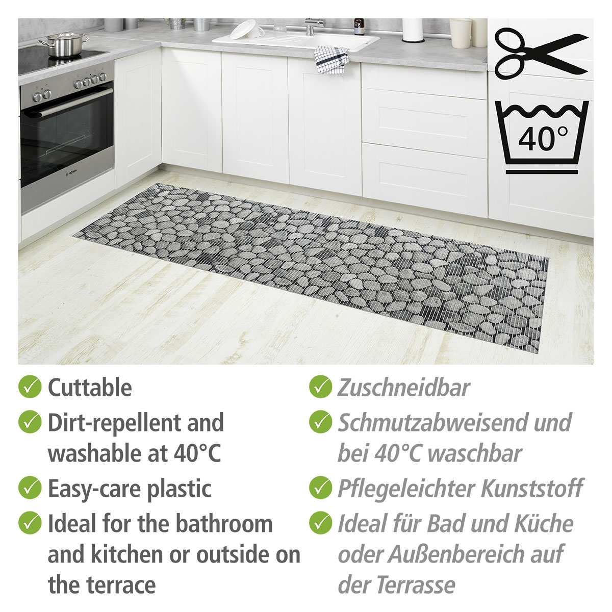 Wenko  Badematte Sassi 65 x 200 cm Weichschaummatte Bild 3