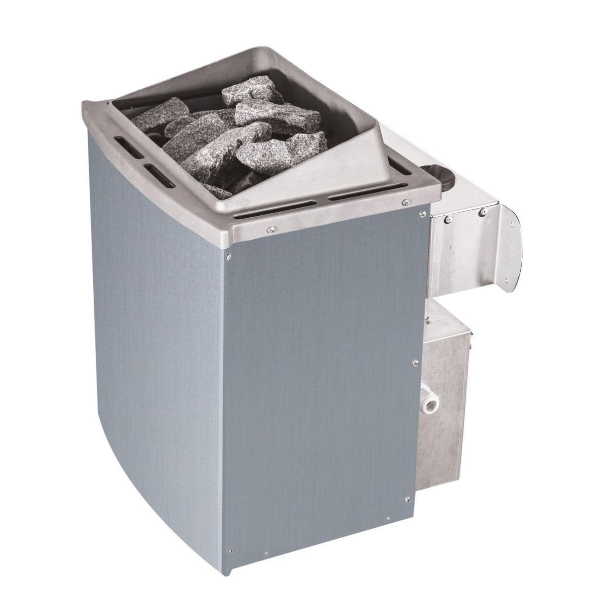 Karibu Sauna Leona Eckeinstieg 9 kW Ofen integr Strg mit Kranz bronzierte Glastür Bild 5