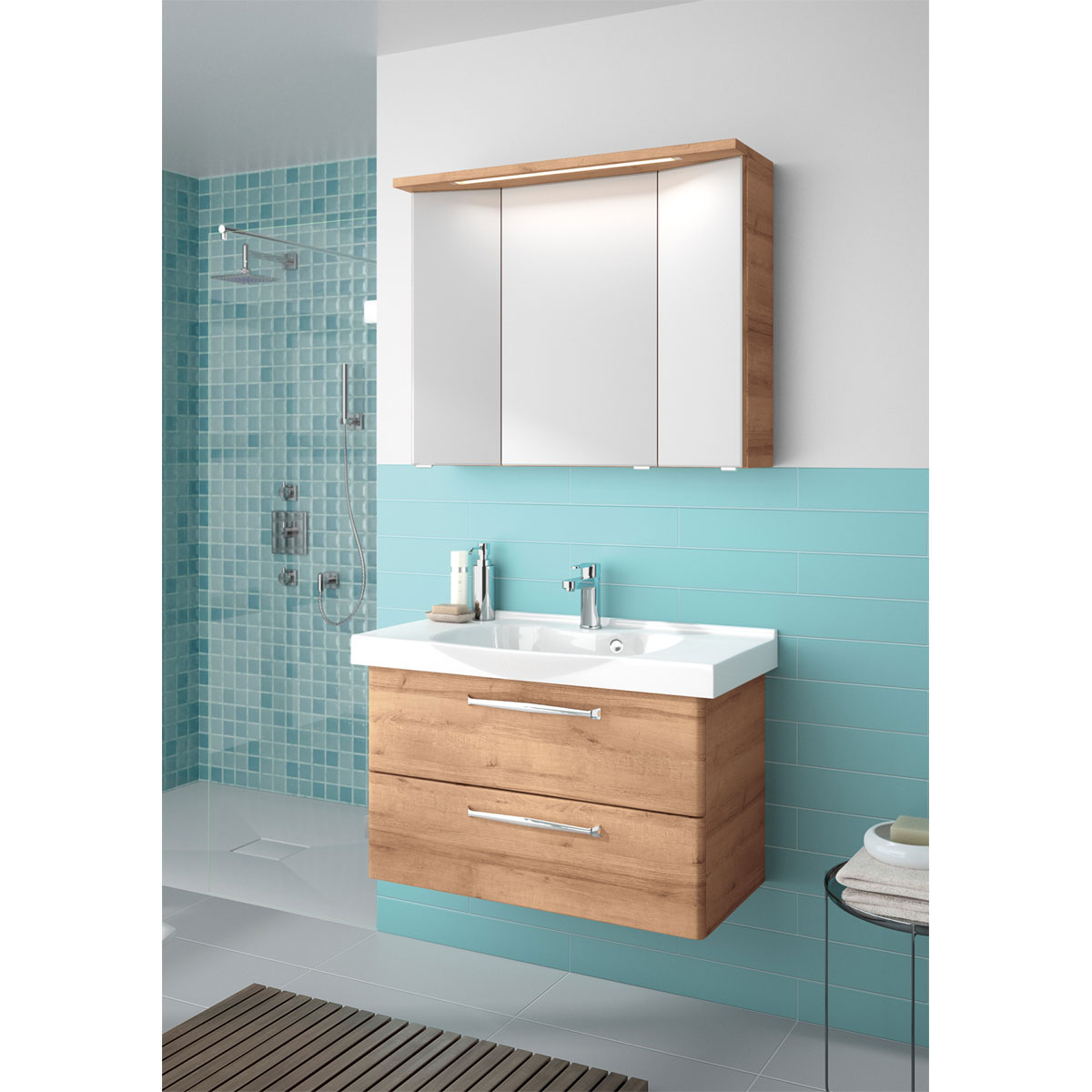 Pelipal Spiegelschrank Trentino Eiche inkl LED Leuchtmittel Bild 2