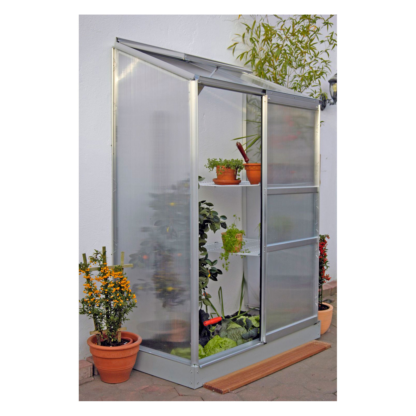 Vitavia Gewächshaus Styx 900 0,9m² 4 mm Hohlkammerplatten silber Bild 1