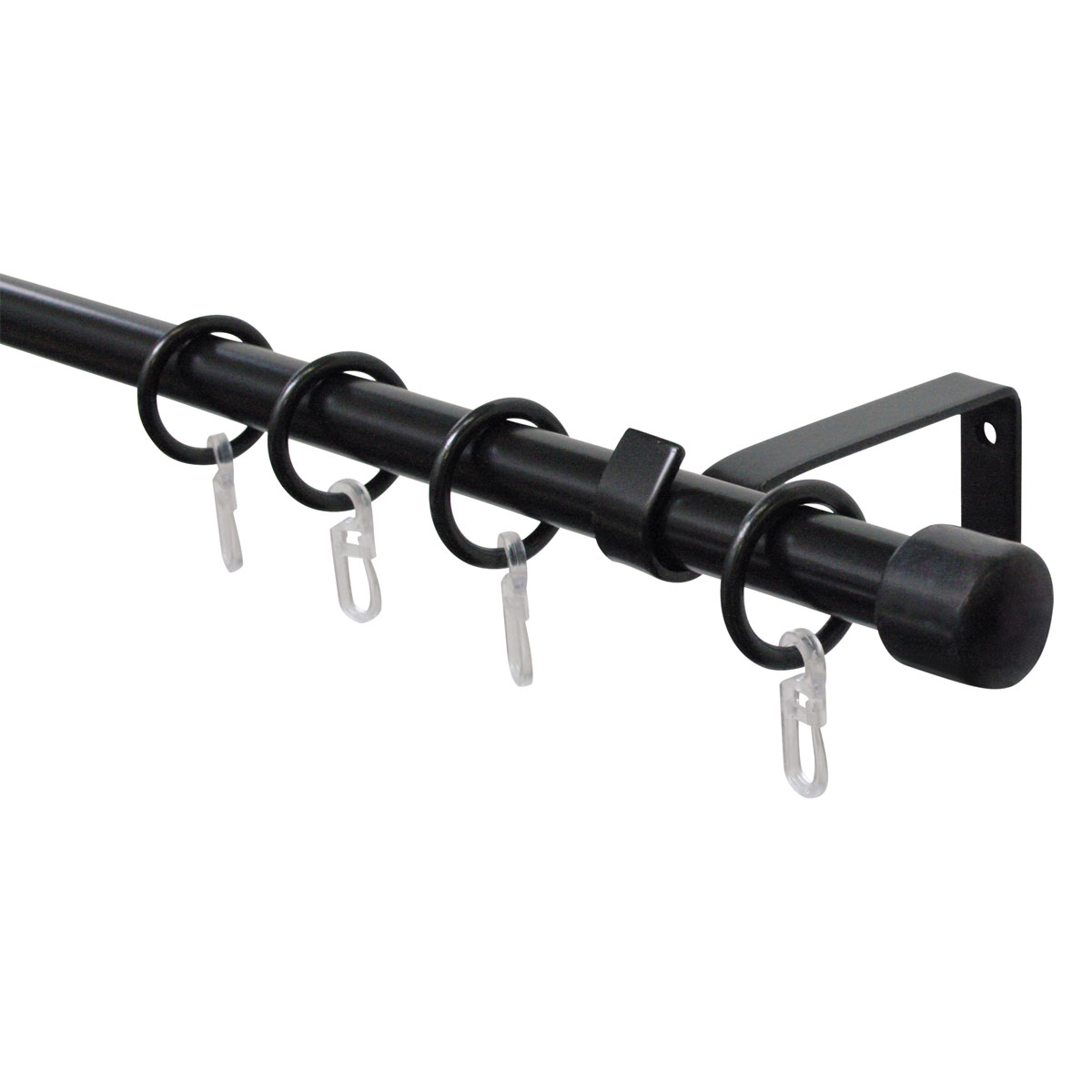 Gardinia Komplette Gardinenstange Durchmesser 16/13 cm ausziehbar schwarz