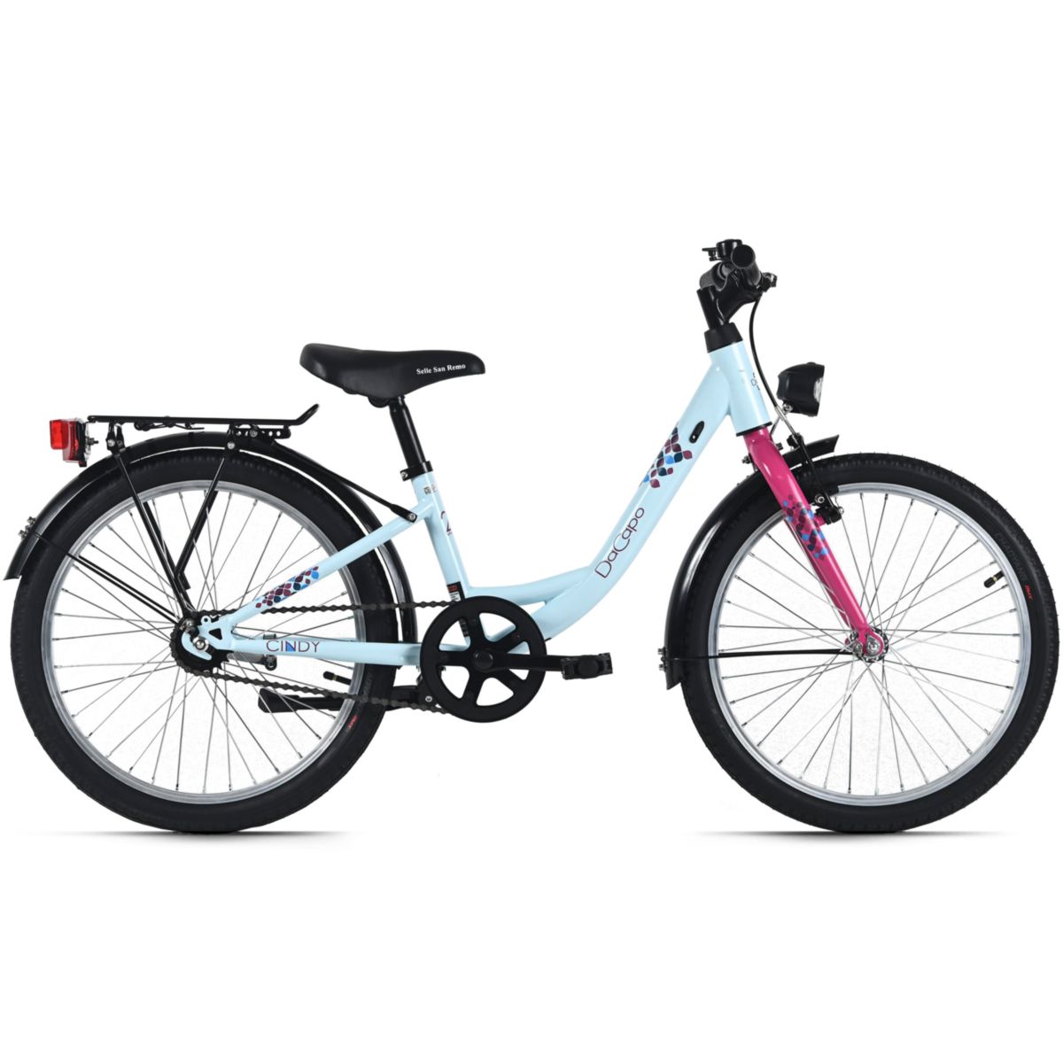 Adore DaCapo Kinderfahrrad 20" Cindy Blau 1 Gang RH 27 cm mit Beleuchtung - Ab 6 Jahre
