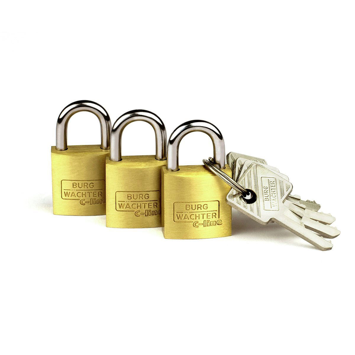 Burg Wächter Vorhängeschloss-Set Trio 222 30 36,7 25 x 36,7 x 9,3 mm Messing