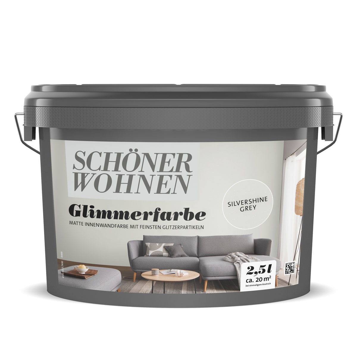 Schöner Wohnen Farbe  Wandfarbe Glimmerfarbe silvershine grey 2,5 Liter