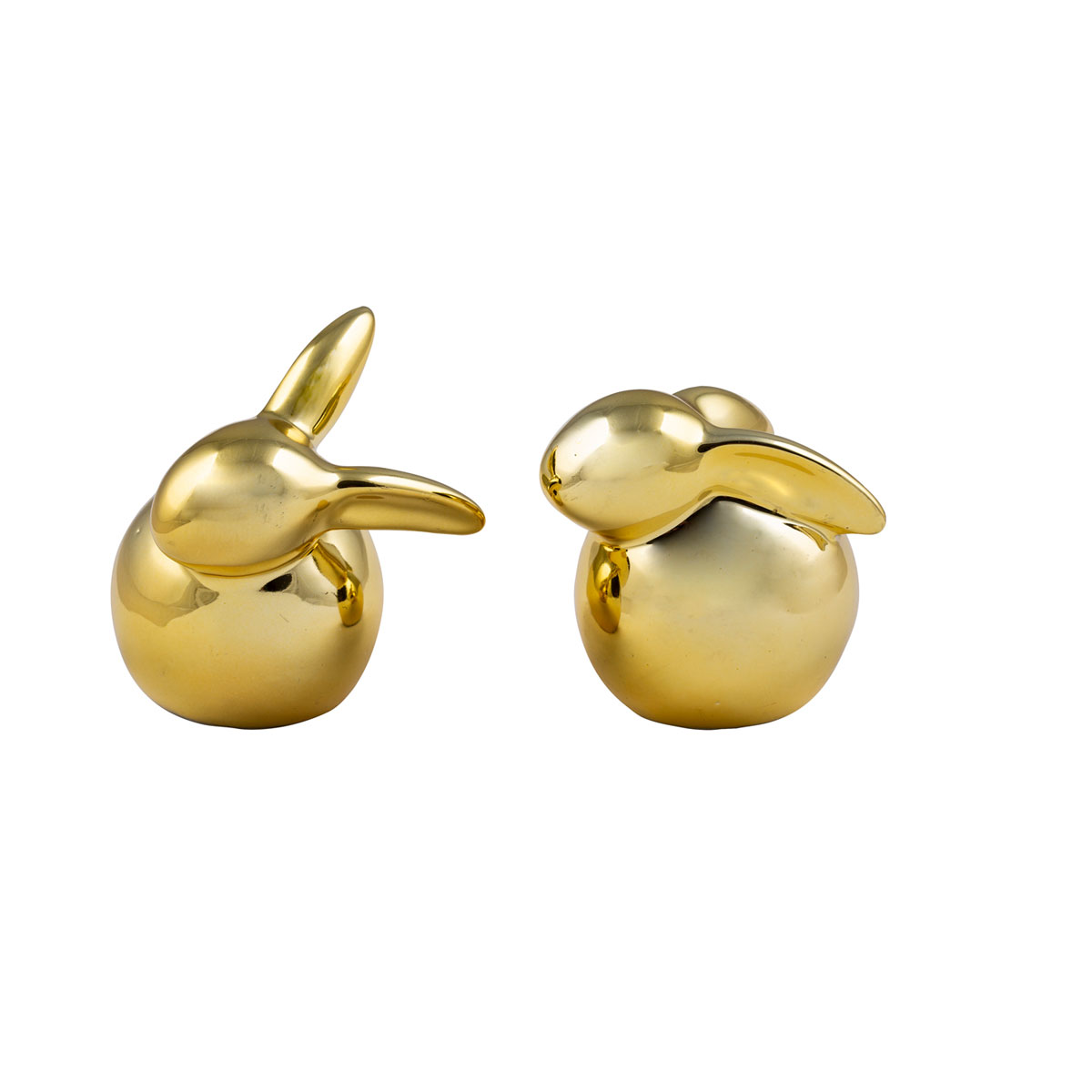 Kunstgewerbe Gehlmann Keramik-Hase gold 2 Designs 5,5 x 4,5 x 6 cm