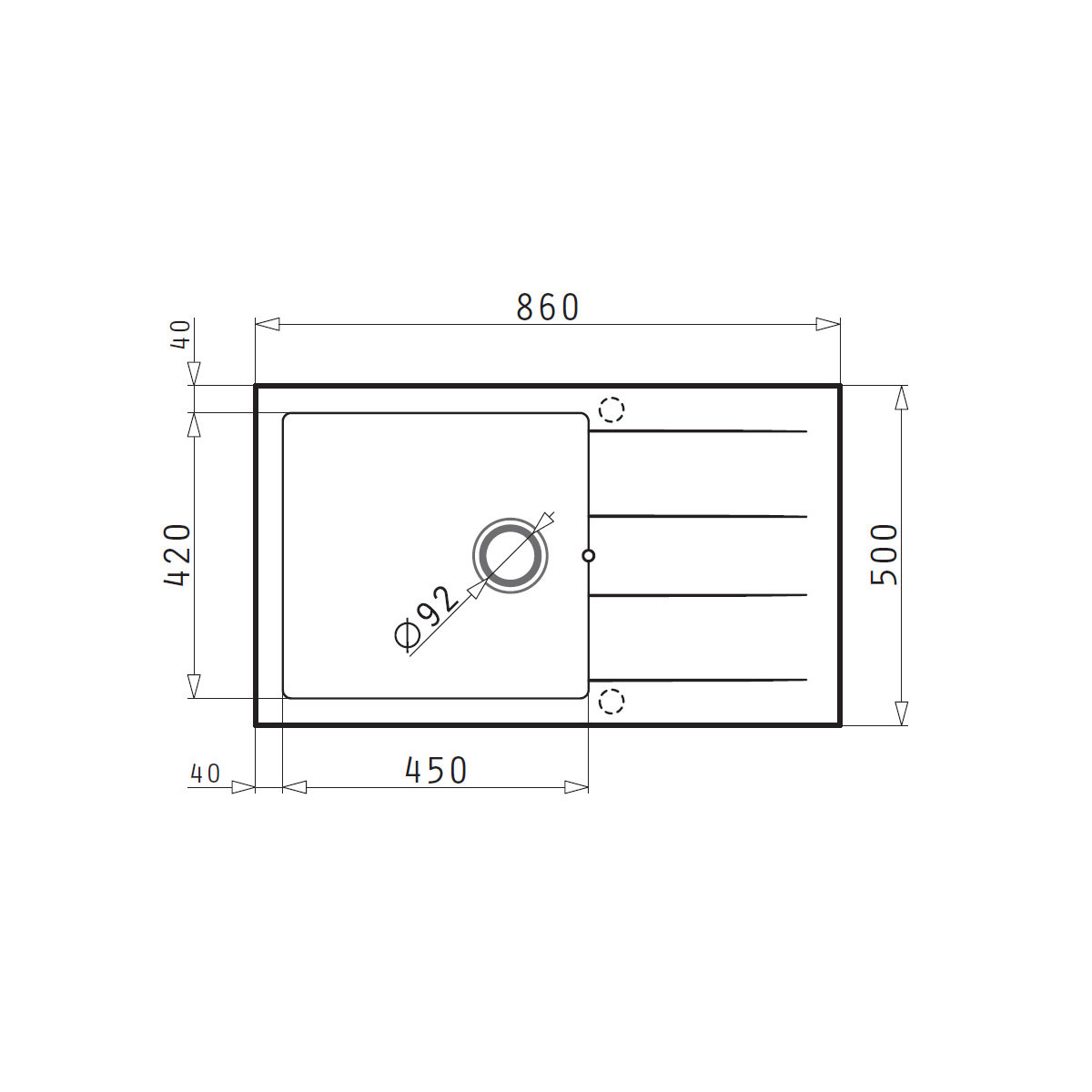 Pyramis  Einbauspuele ATHLOS PLUS 86 x 50 cm 1B 1D Iron grey Bild 2