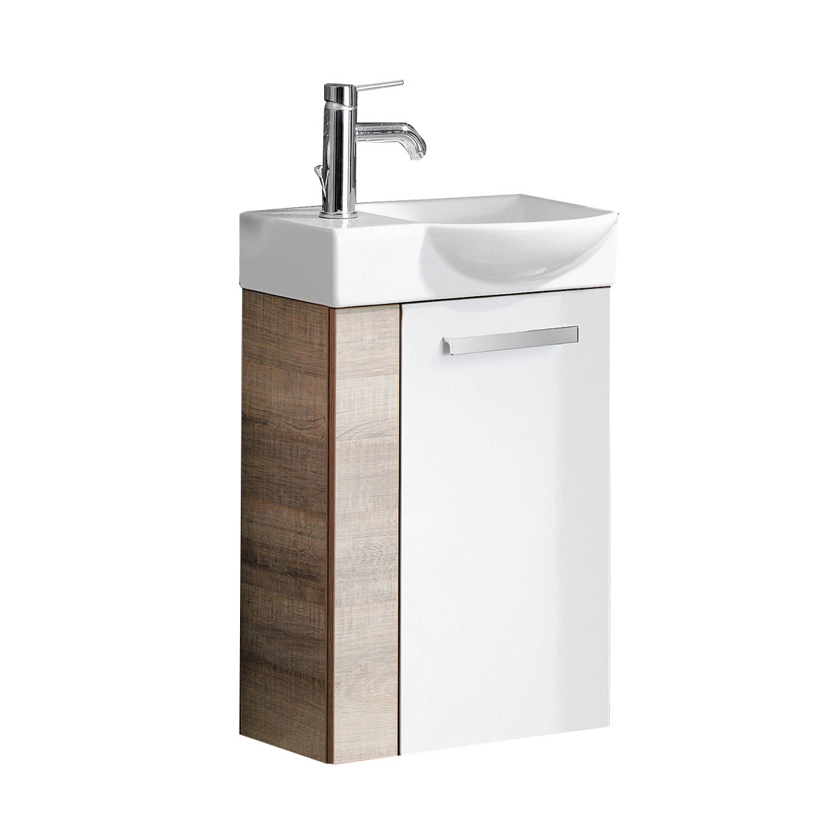 Fackelmann  Gäste-WC Waschtischunterschrank rechts SBC 440 x 600 x 243 mm Graueiche/Weiß Bild 2