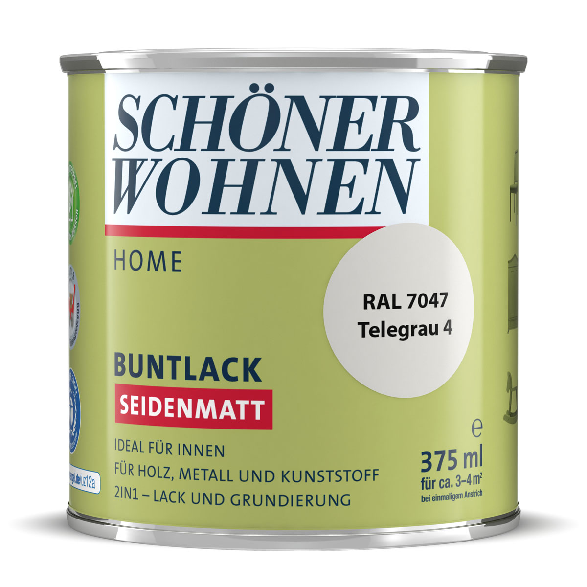 Schöner Wohnen Farbe Buntlack Home Telegrau seidenmatt 375 ml