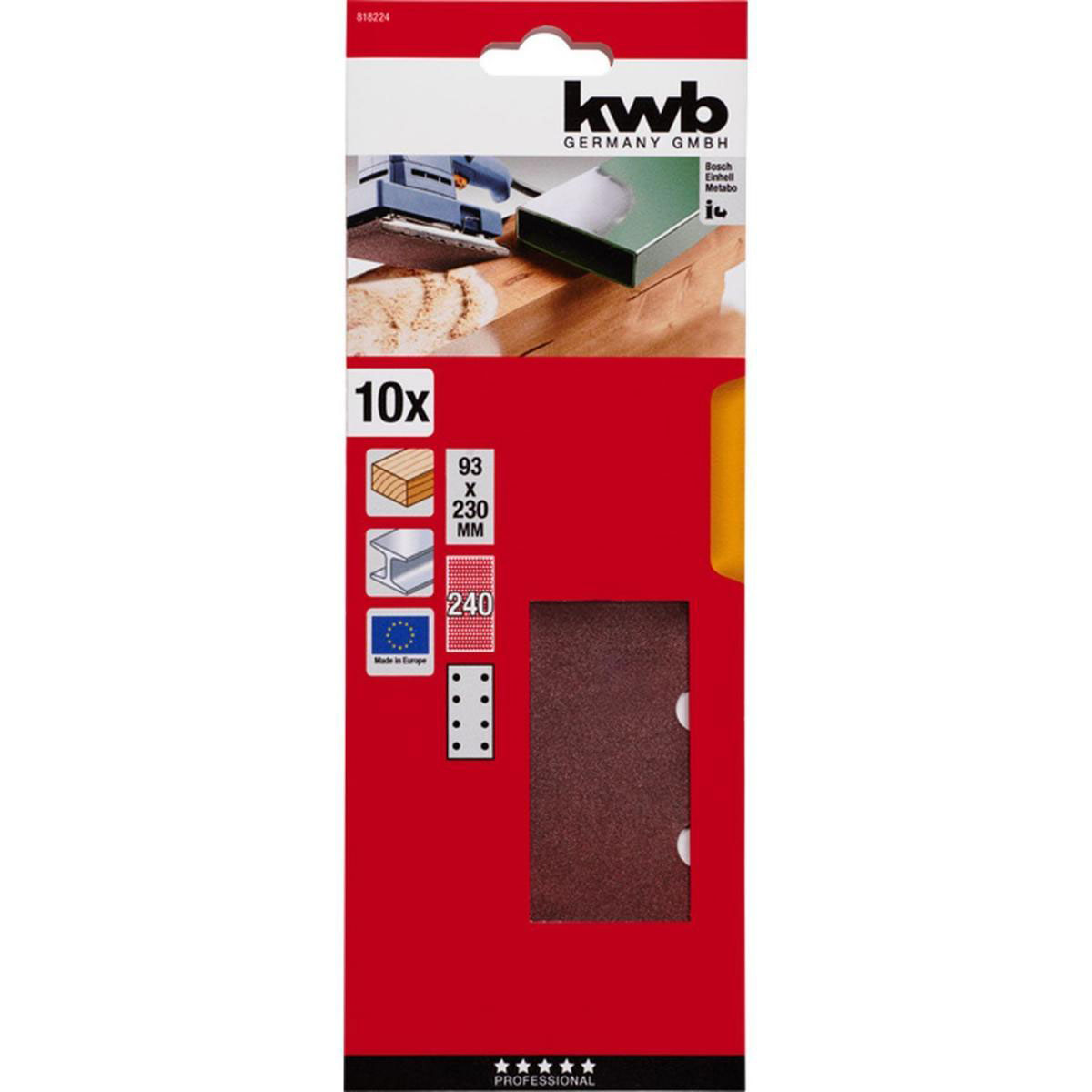 kwb  Schleifstreifen Holz und Metall 93 x 230 mm K240 Bild 2