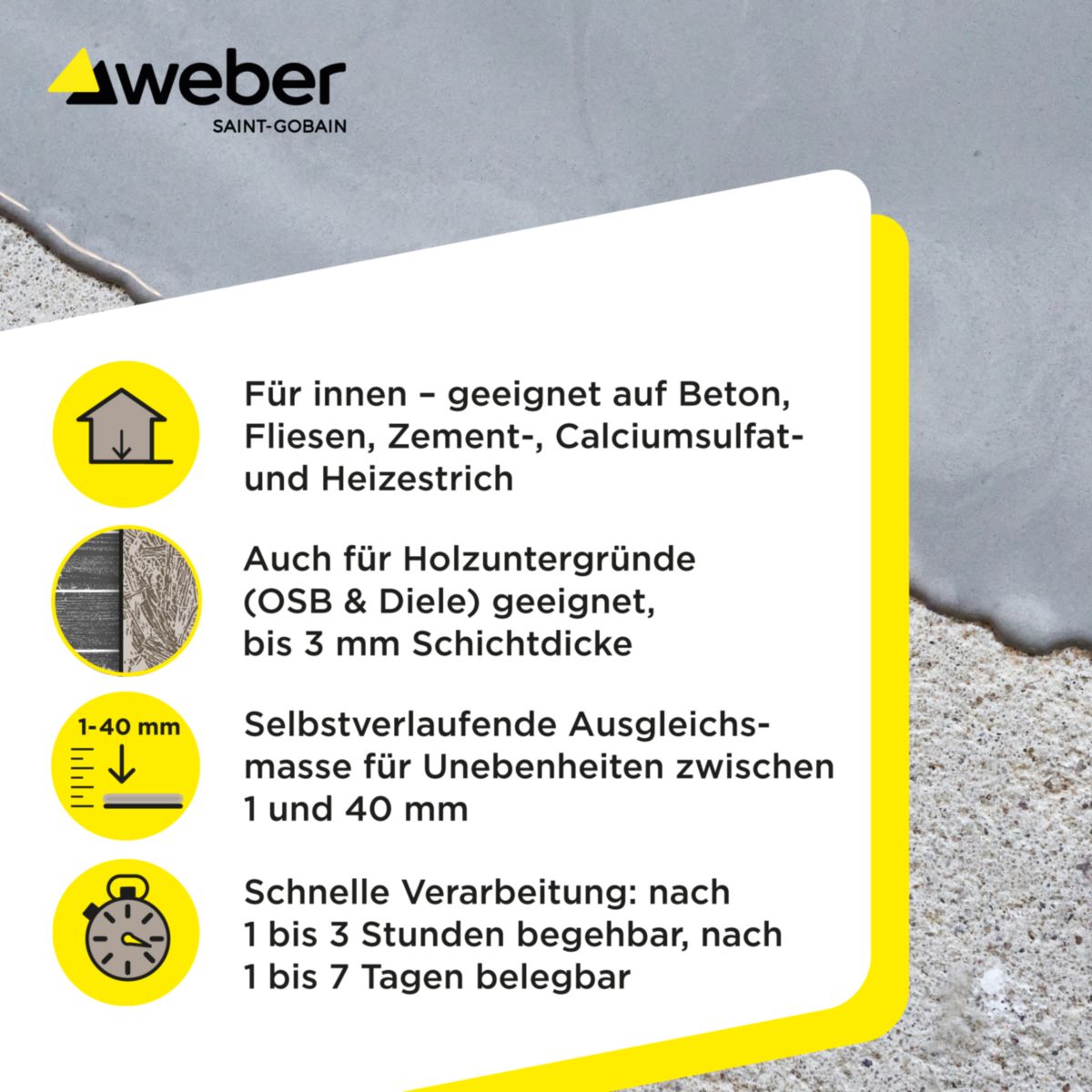 Saint-Gobain Weber Boden-Ausgleichsmasse 1-40 mm 22 kg Bild 2