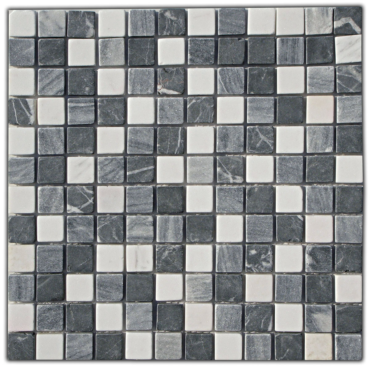 Mosaik Marmormatten 23/23 grau-weiß 30 x 30 x 0,8 cm Bild 1