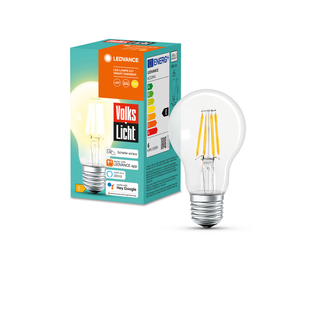 Ledvance SMART+ LED-Leuchtmittel VolksLicht E27 smart dimmbar Bild 1