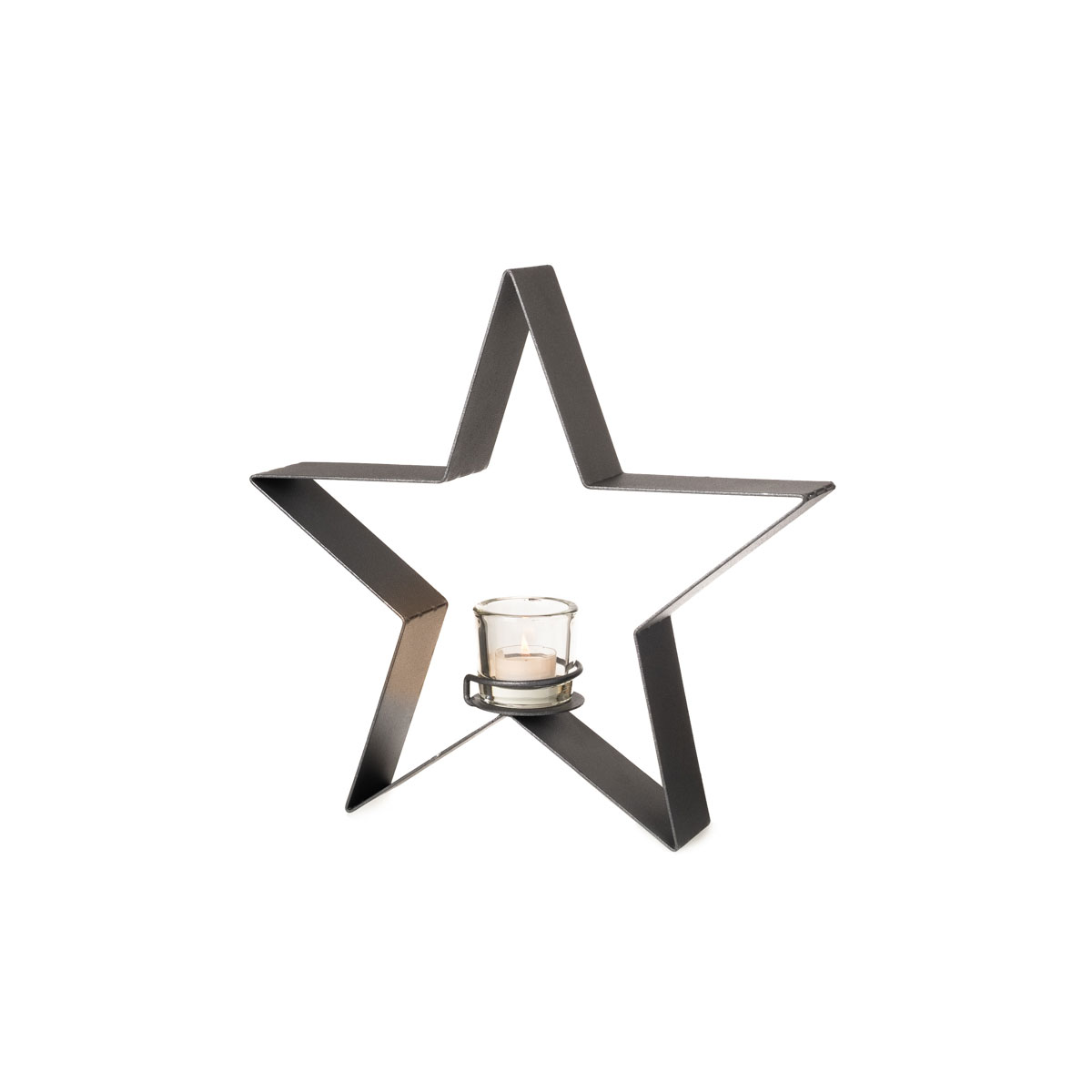 Metallstand Stern mit Teelichtglas anthrazit matt LxBxH 35 x 6 x 35 cm