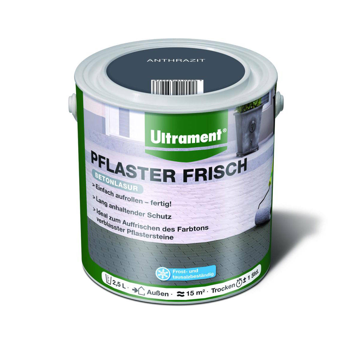 Ultrament Betonlasur Pflaster Frisch anthrazit 2,5 L für ca 15 m² Bild 2