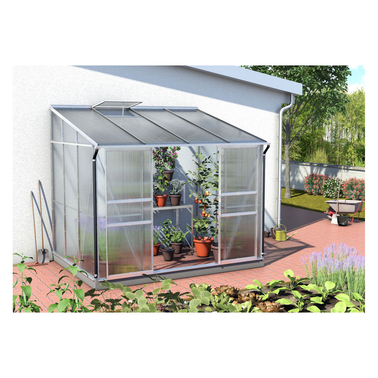 Vitavia Gewächshaus Osiris 5200 5,2m² 6 mm Hohlkammerplatten silber