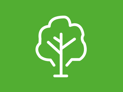 Symbol eines Baumes auf grünem Hintergrund.