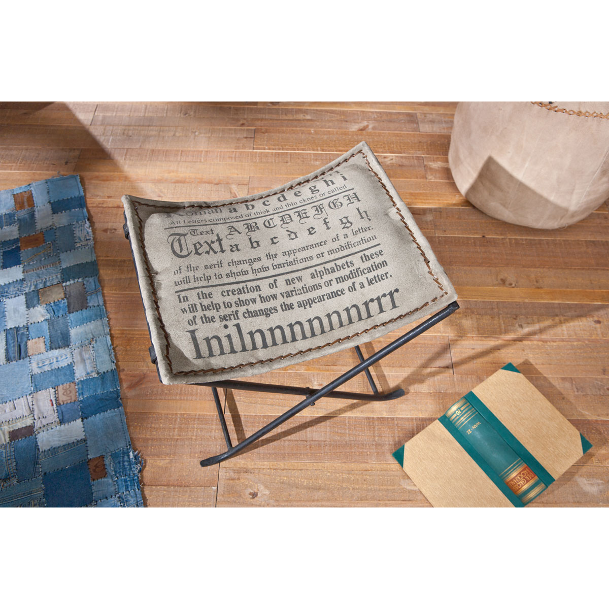 Inter Link Sitzhocker „Kalinga“, Metall mit Canvas, grau, 50x47x40 cm Bild 5