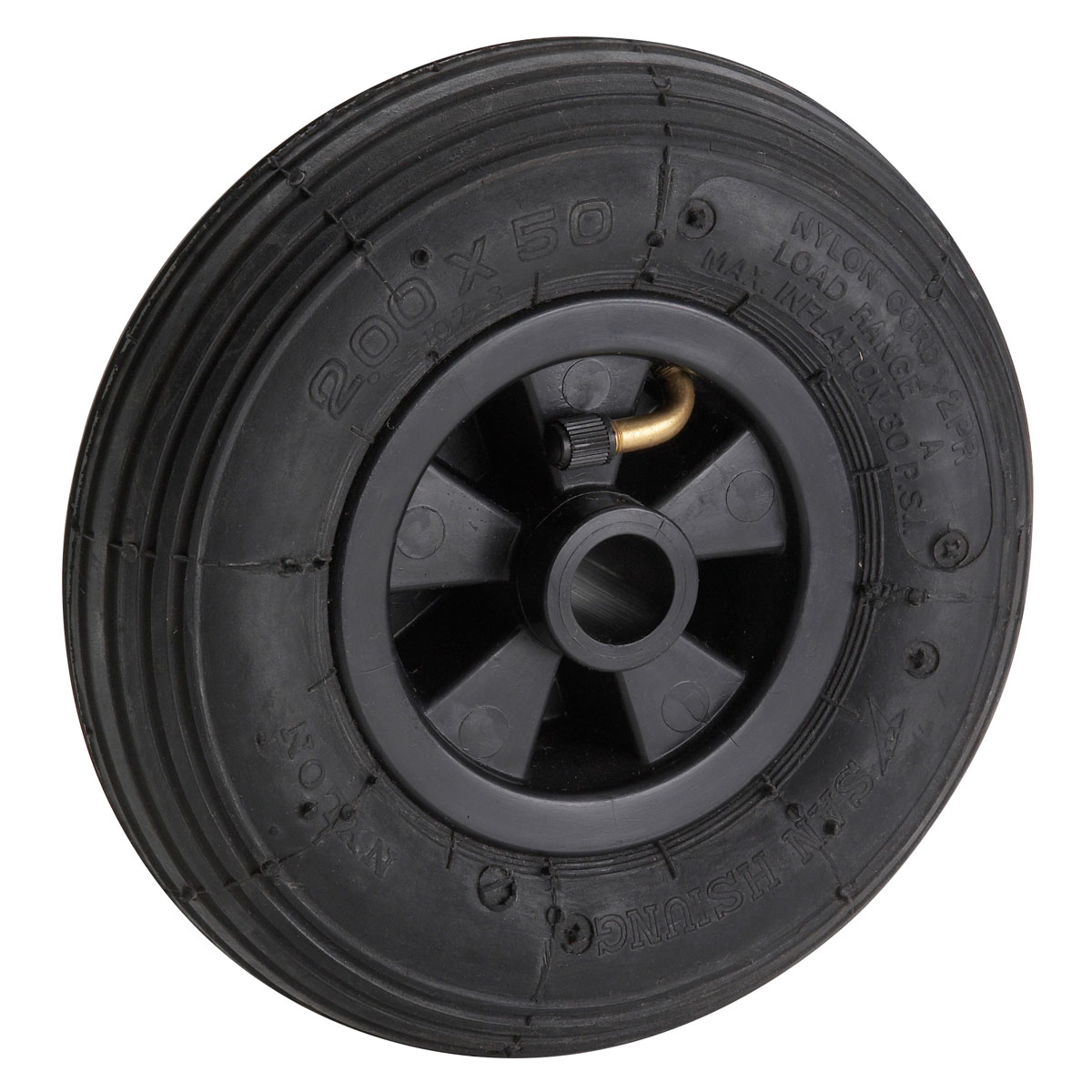 Dörner + Helmer Ersatz-Luftrad mit Kunststofffelge und Rillenprofil 200 x 50 mm