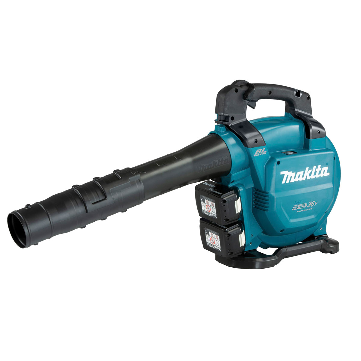 Makita  Akku-Laubbläser-Sauger 18V 5,0 Ah 2 Akkus und Doppelladegerät inklusive Absaug-Set
