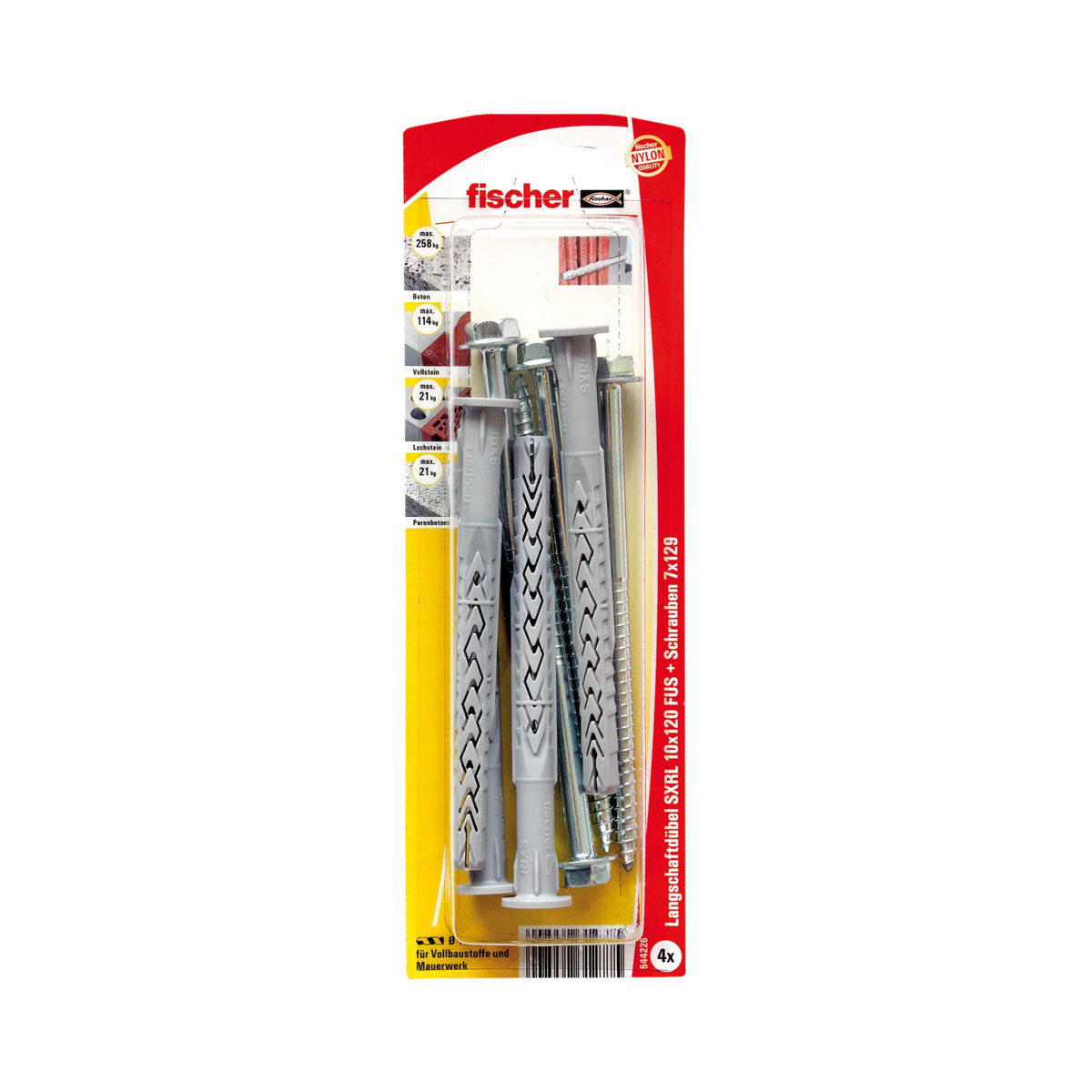 Fischer Langschaftdübel SXRL 10 x 120 FUS Sechskantschraube mit U-Scheibe 4 Stück