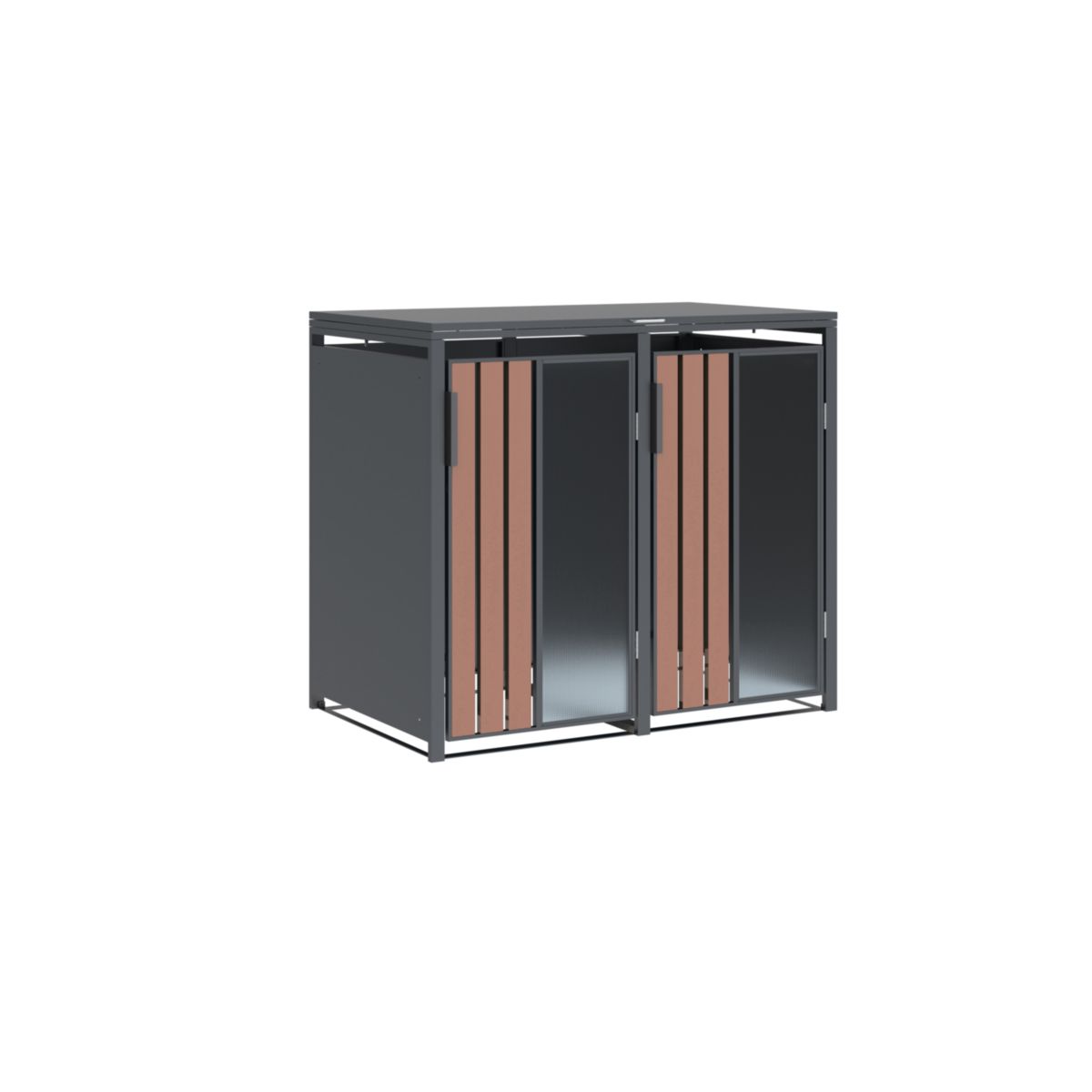 Westmann Mülltonnenbox Status 2 2 x 240L Anthrazit & Holzoptik|80x132x116 cm Bild 2