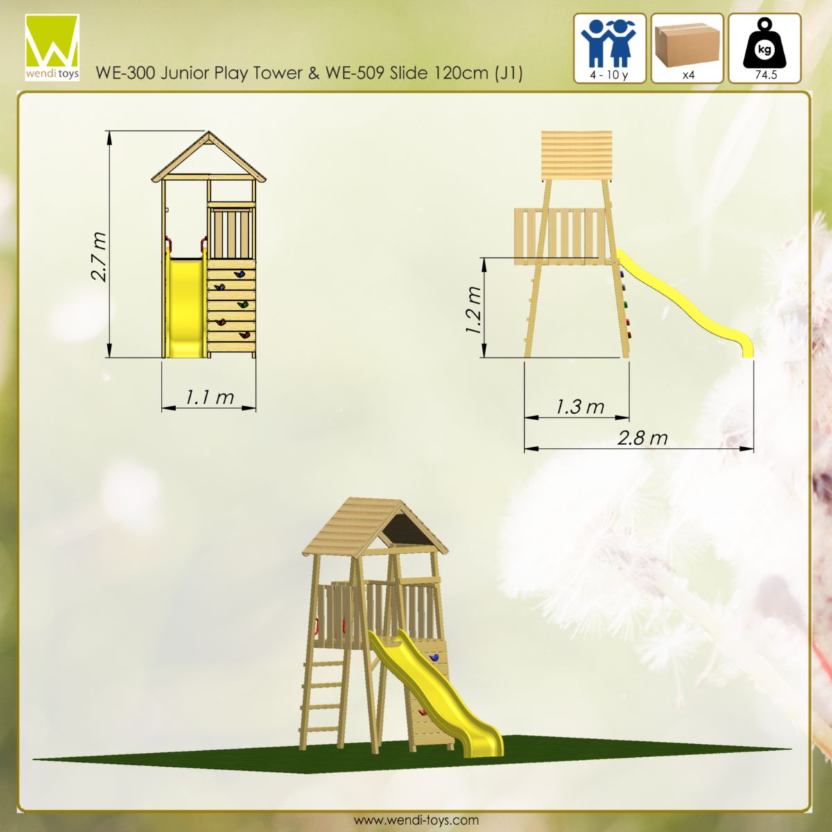 Wendi Toys Spielhaus Falke inkl. Rutsche und Kletterwand 280x110x270cm Bild 6