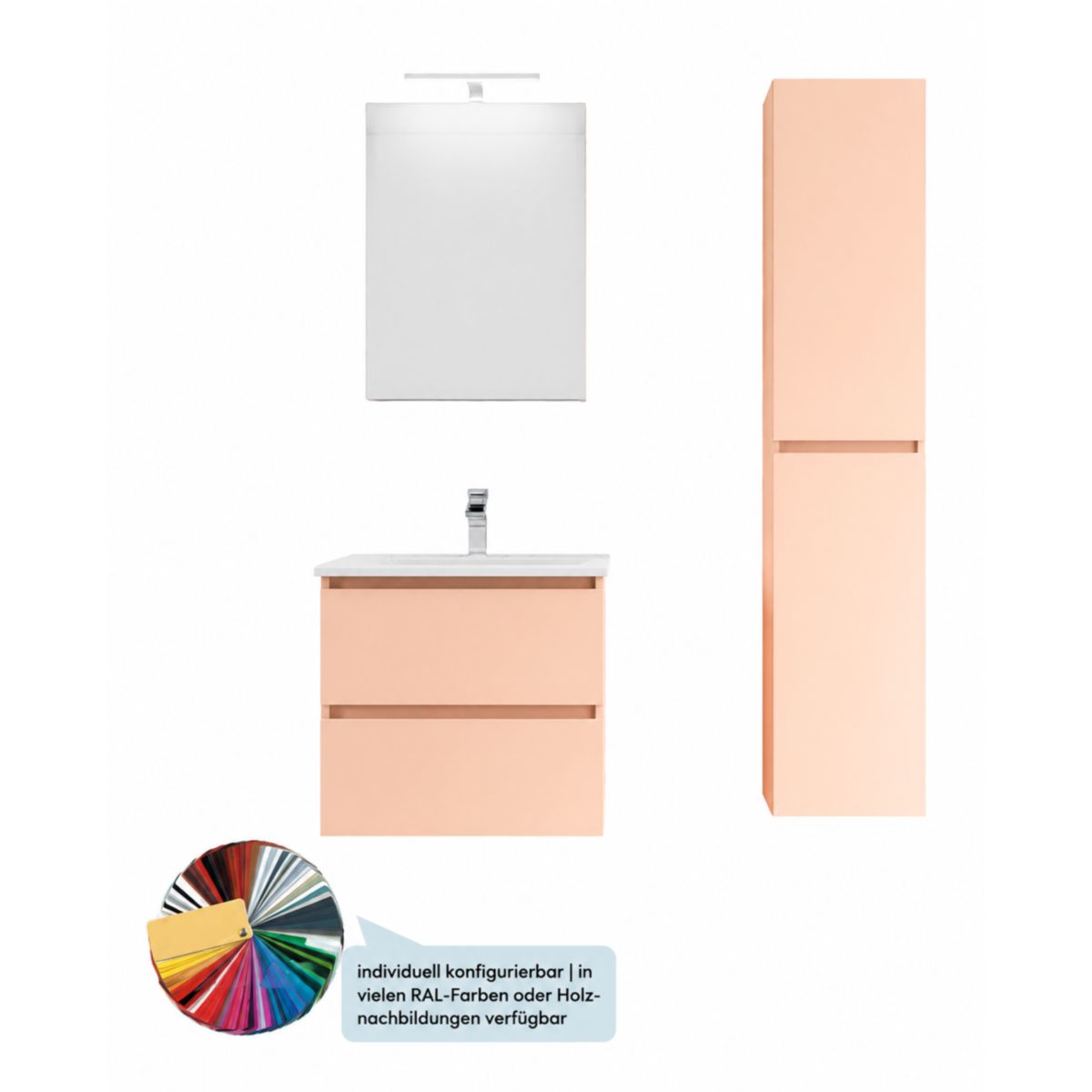 Progetto Idea Stella Hochschrank Miral BxHxT 34x132x25cm, 2 Türen, individuelle RAL-Farbe konfigurierbar