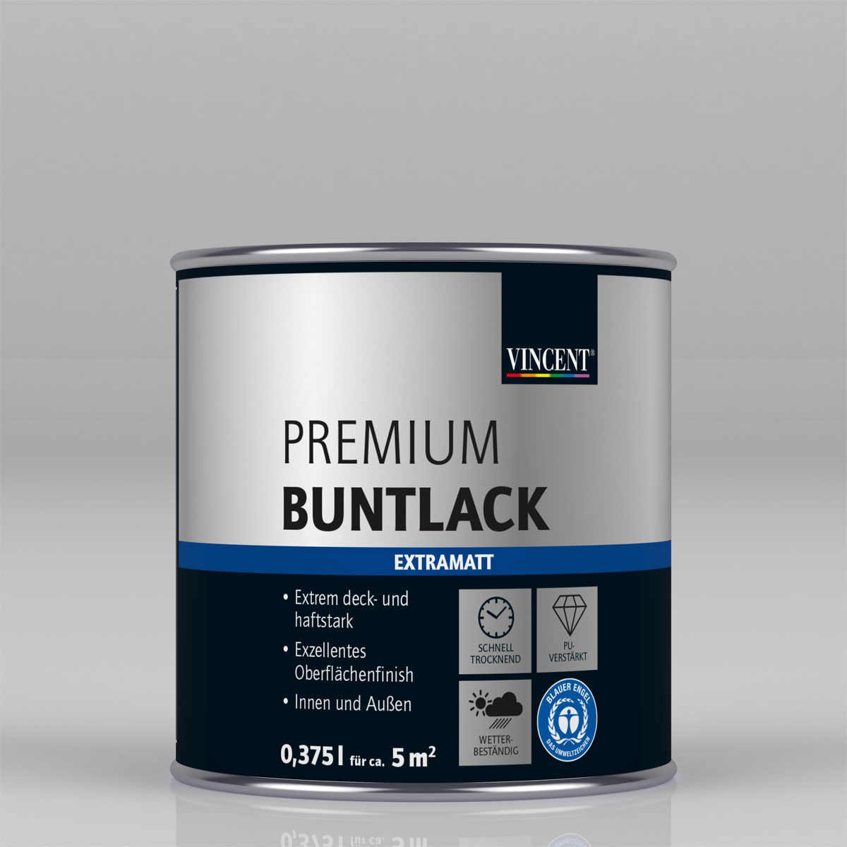 Vincent Premium Buntlack silber metallic extramatt 375 ml
