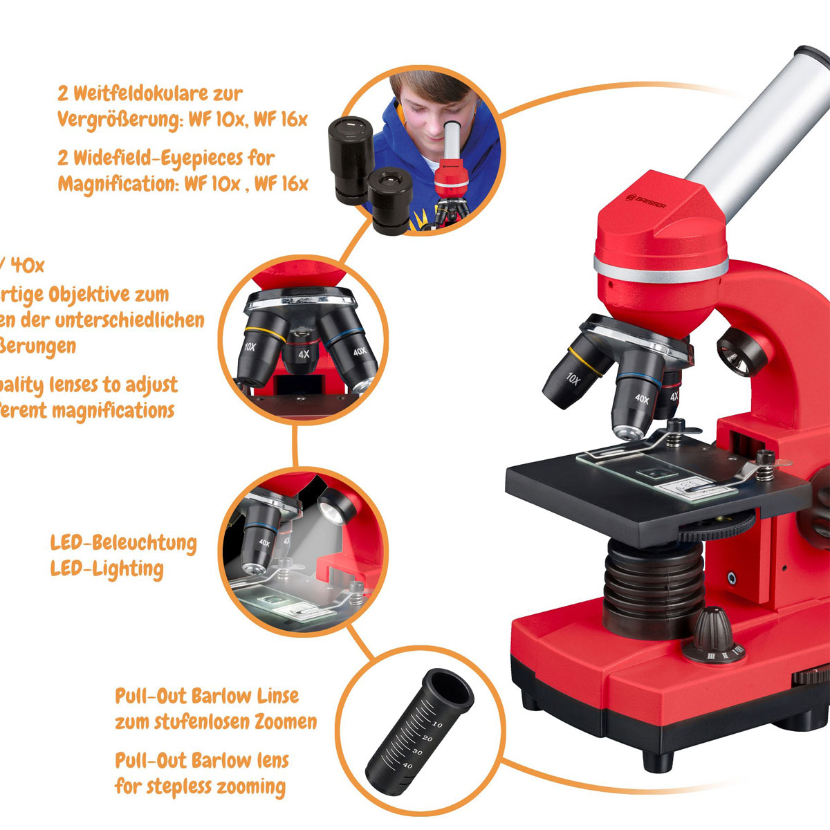 Bresser Junior Schülermikroskop „Biolux SEL“, rot Bild 7