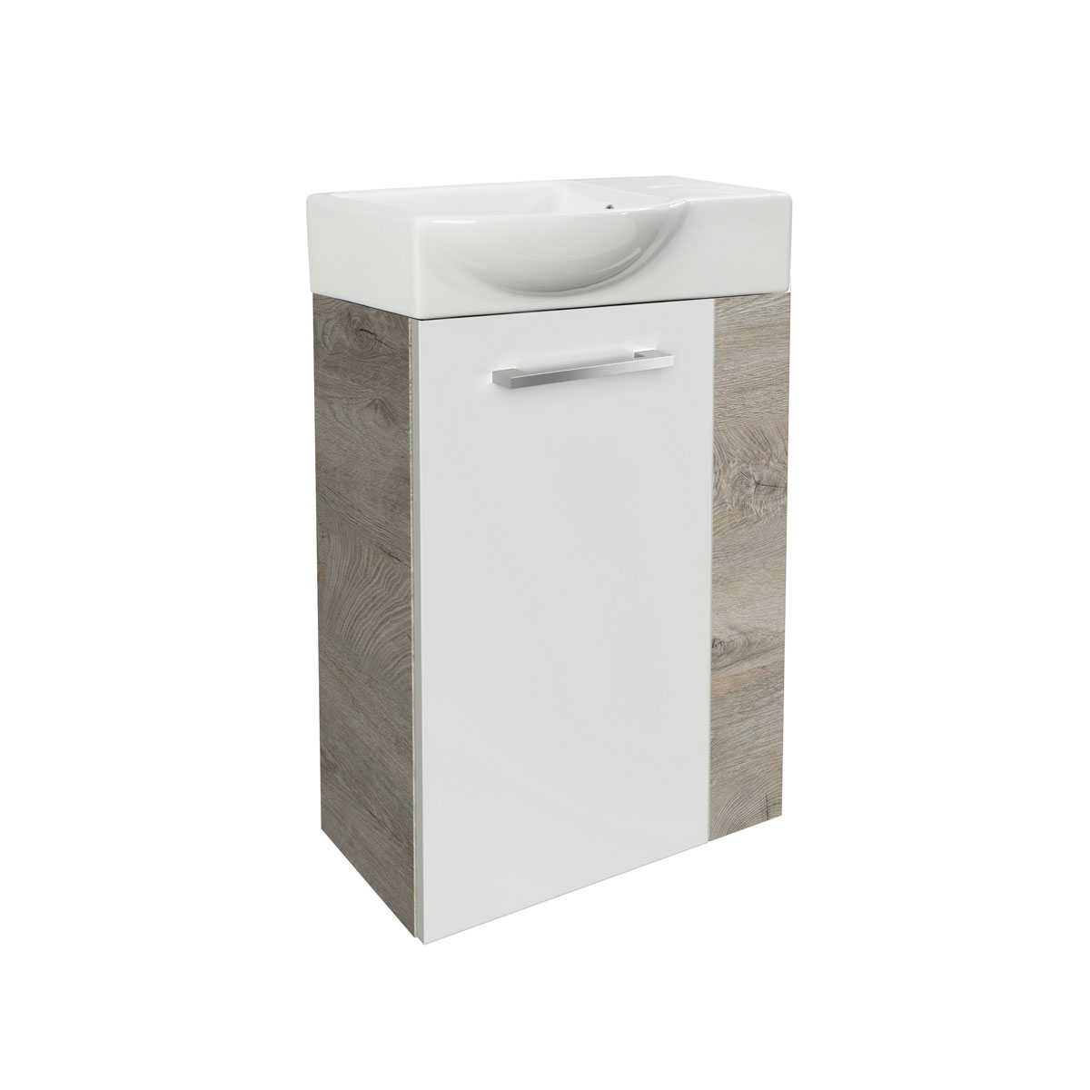 Fackelmann  Gäste-WC Waschtischunterschrank links SBC 440 x 600 x 243 mm NatureOak/Weiß Bild 3