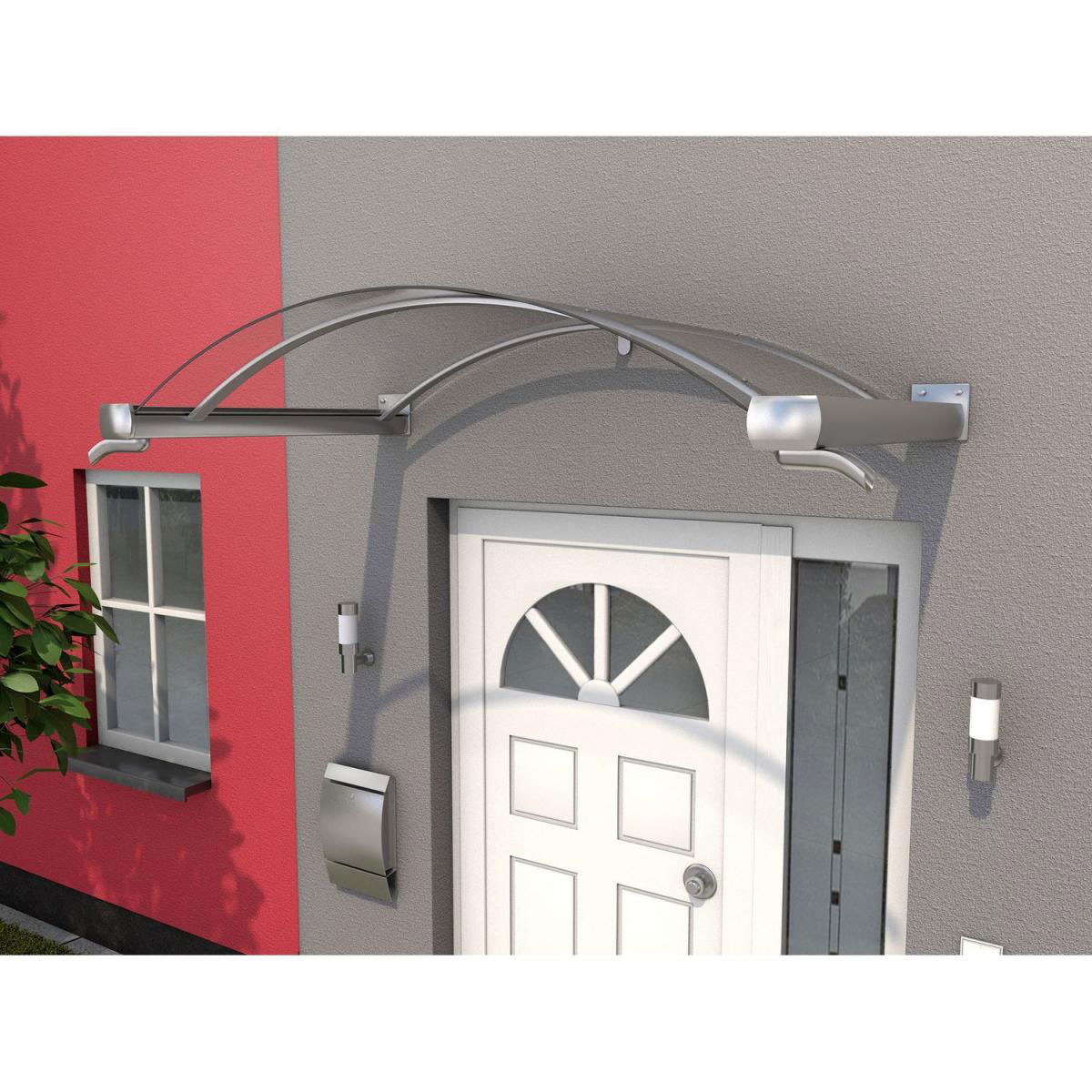 Durabil Bogenvordach Typ BV/B Edelstahloptik 160 x 90 x 25 cm