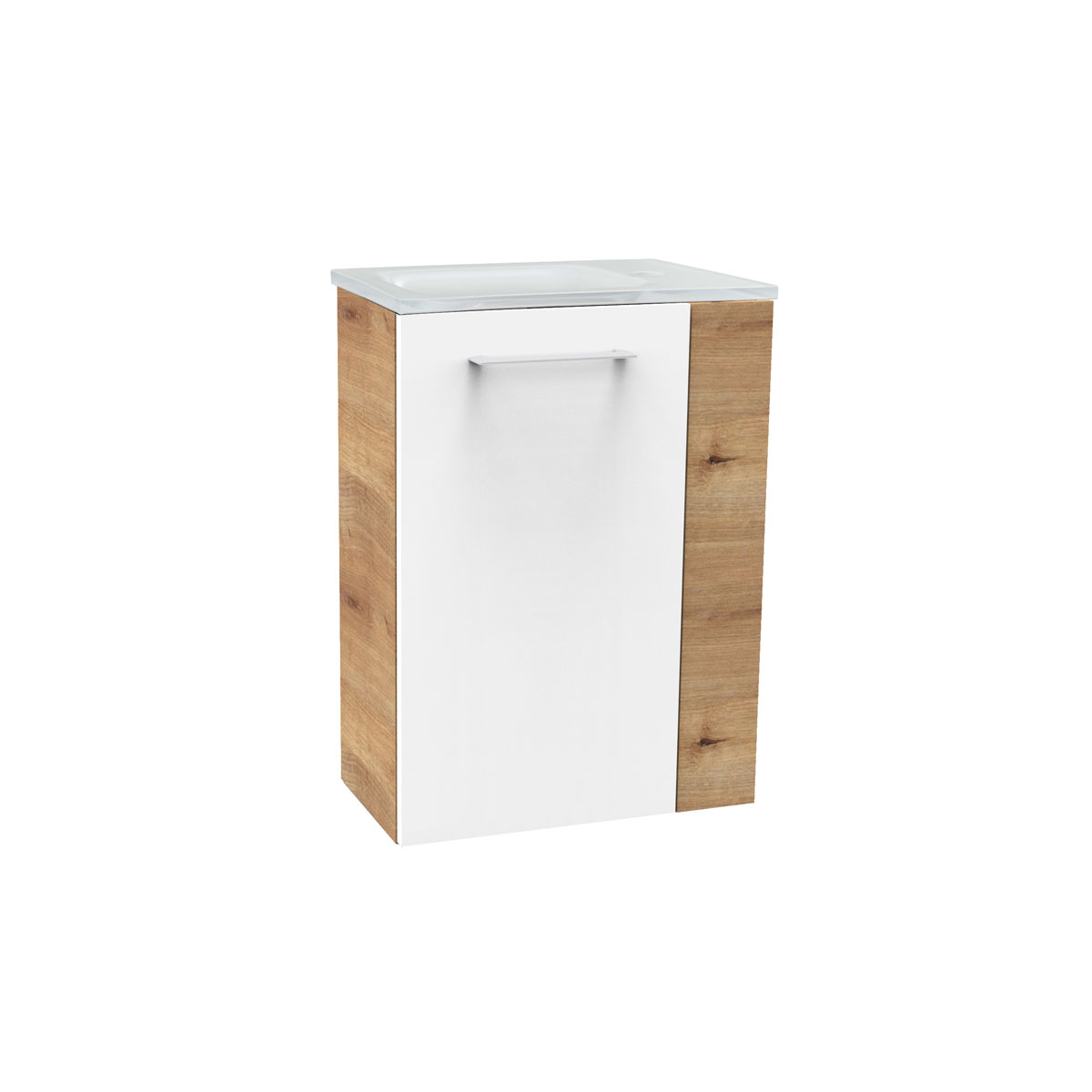 Fackelmann  Gäste-WC Waschtischunterschrank links SBC 440 x 600 x 243 mm AstEiche/Weiß Bild 3