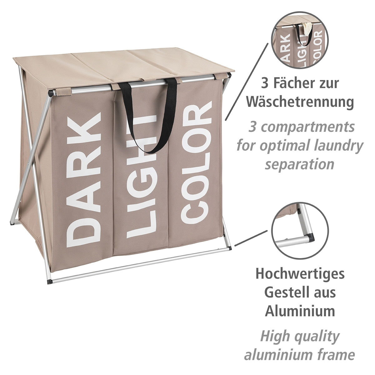 Wenko  Wäschesammler Trio Top Taupe Wäschekorb 118 l Bild 3