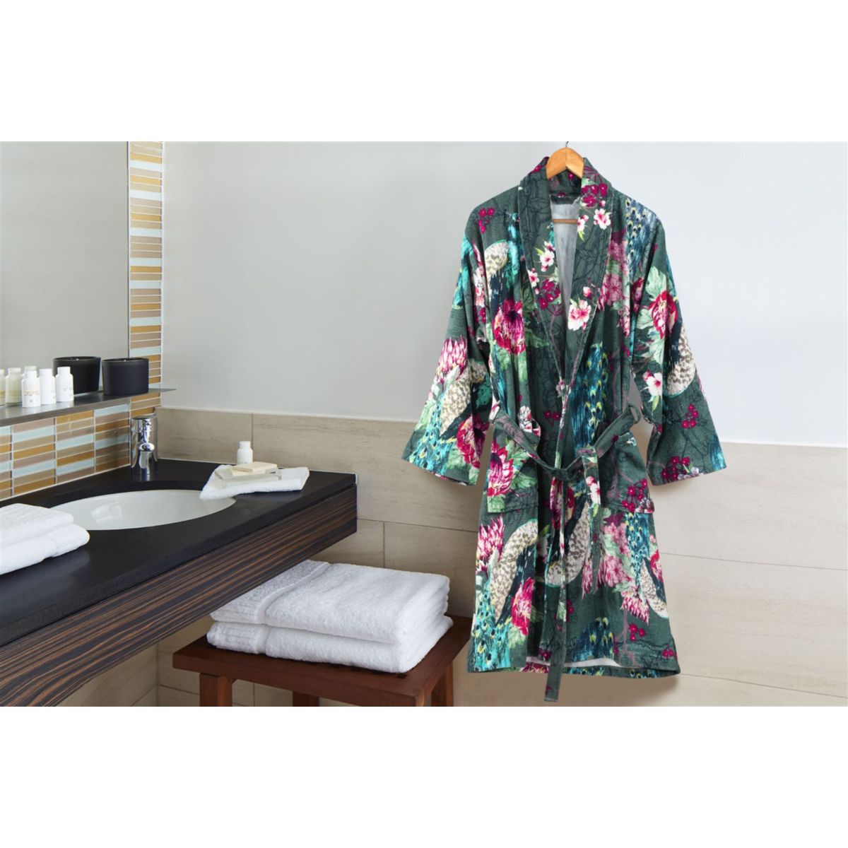 Bademantel Blossom 125 Multi / Grün S Bild 2