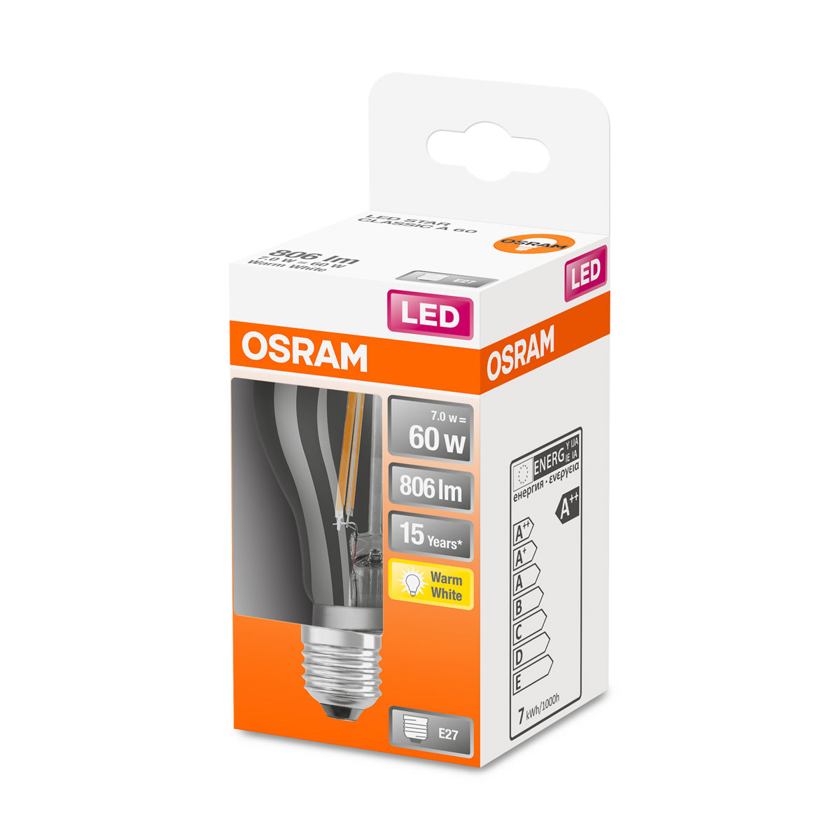 Osram LED-Glühlampe E27 60W klar 10,4 x 6 cm Bild 2