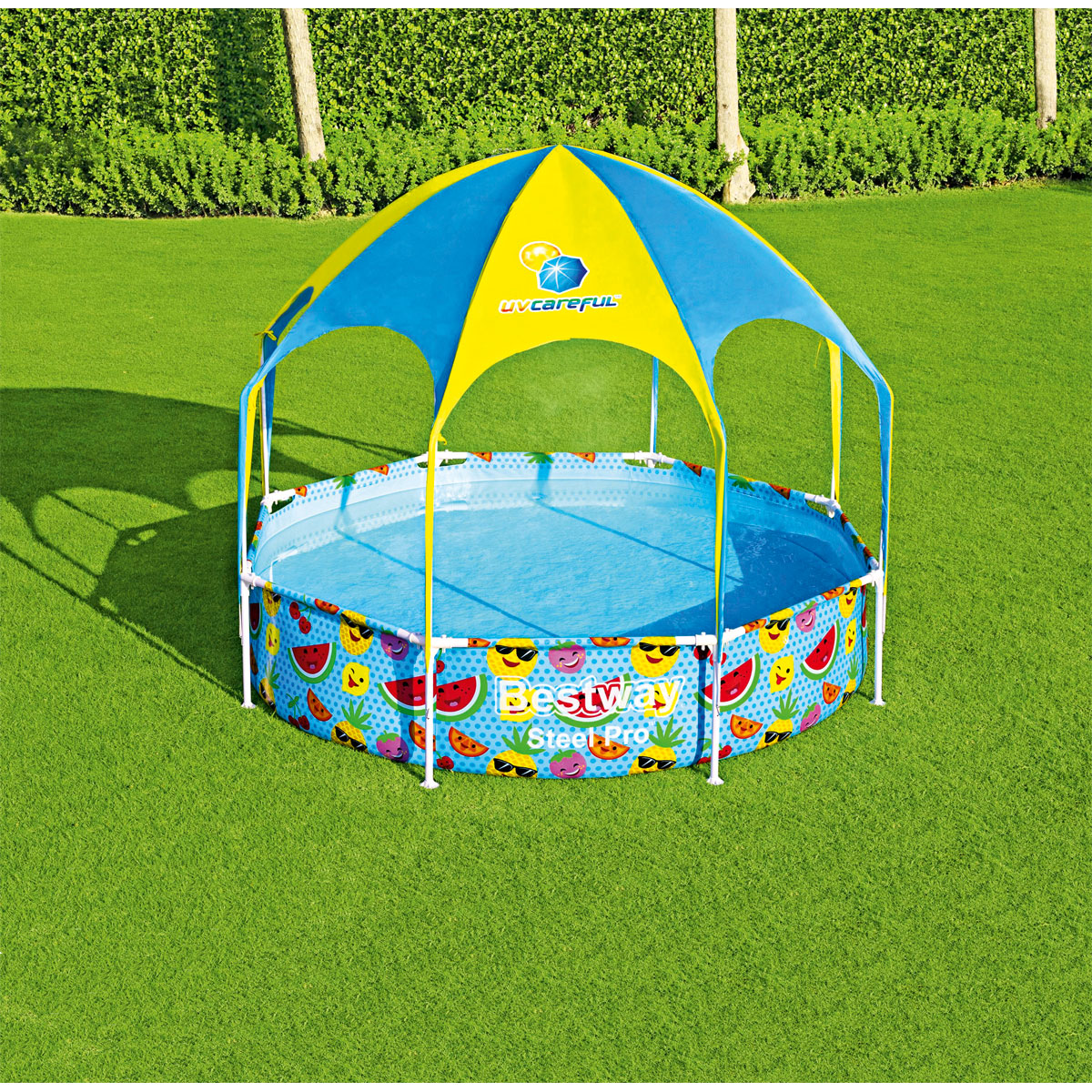 Bestway Stahlwandpool Splash-in-Shade mit Sonnendach 244 x 51 cm bunt Bild 2