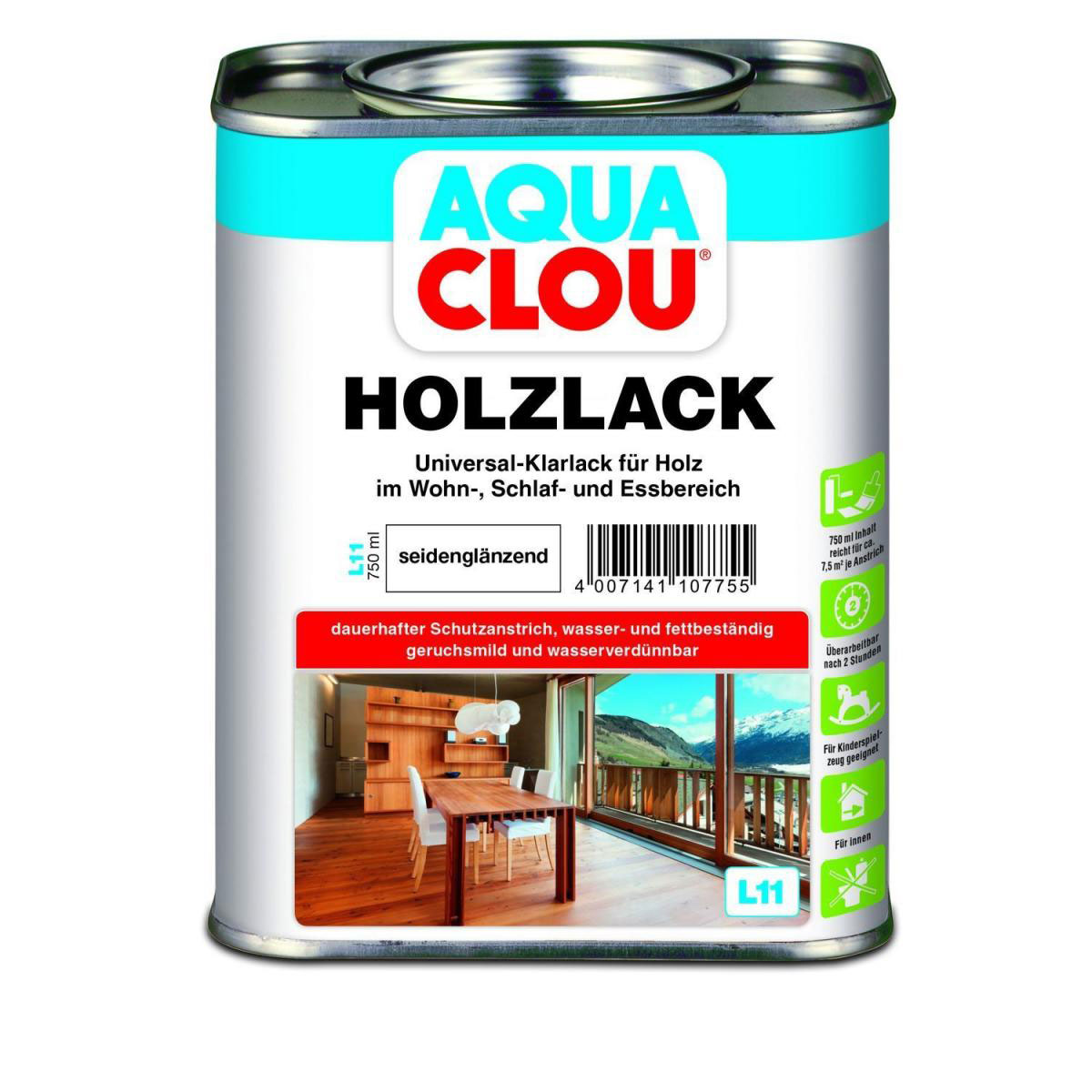 Clou L11 Aqua Holzlack Seidenglänzend 750 ml