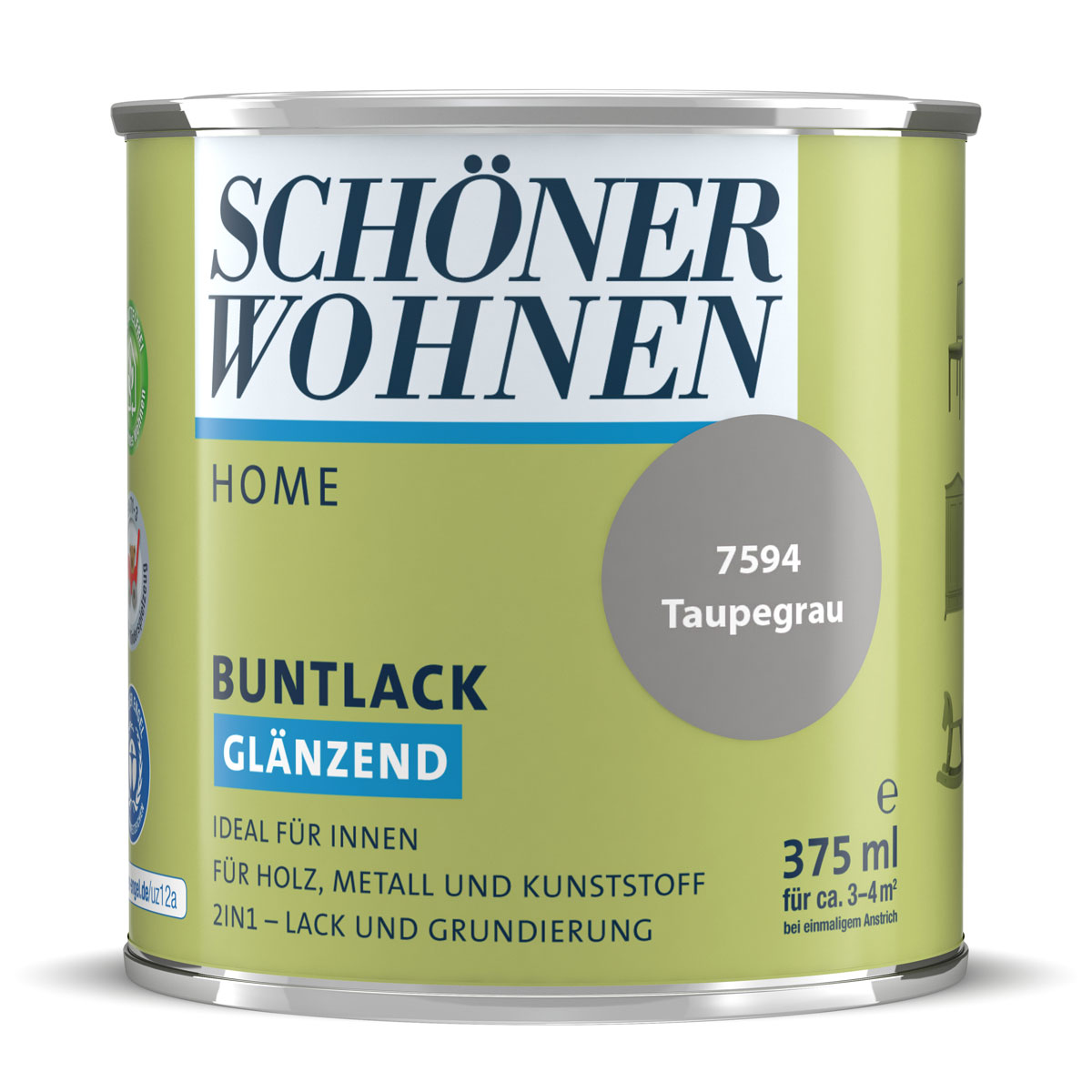 Schöner Wohnen Farbe Buntlack Home taupegrau glänzend 375 ml