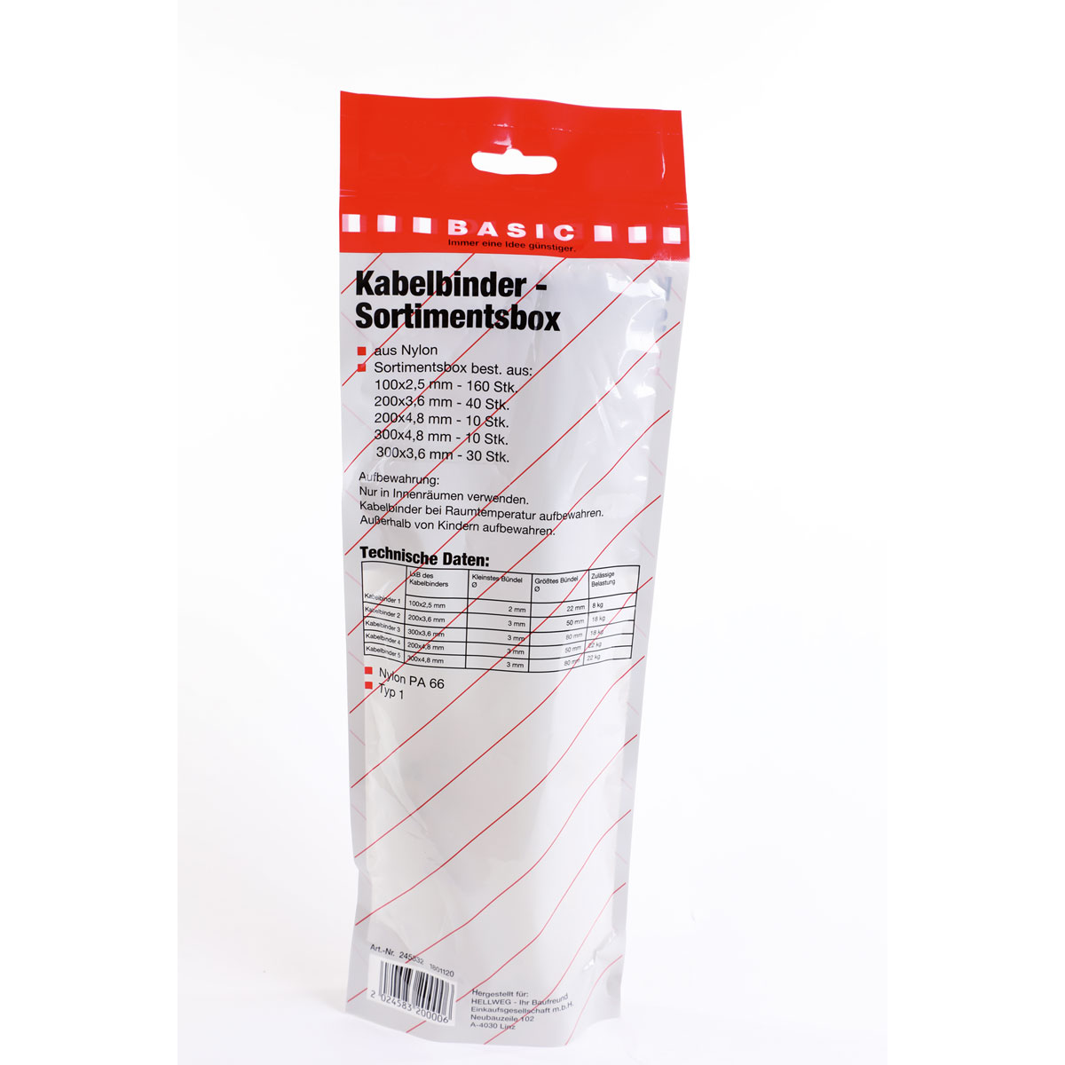 Basic Kabelbinder-Set weiß 250-teilig Bild 2